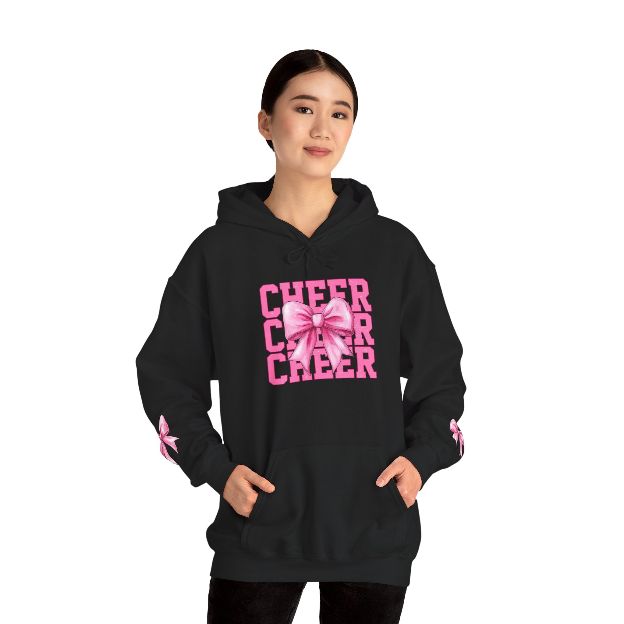 Cheerful Bow Hoodie - Perfect for Cheerleaders, Team Spirit, Dance, Everyday Wear, Gift for Coaches, Cheer Events