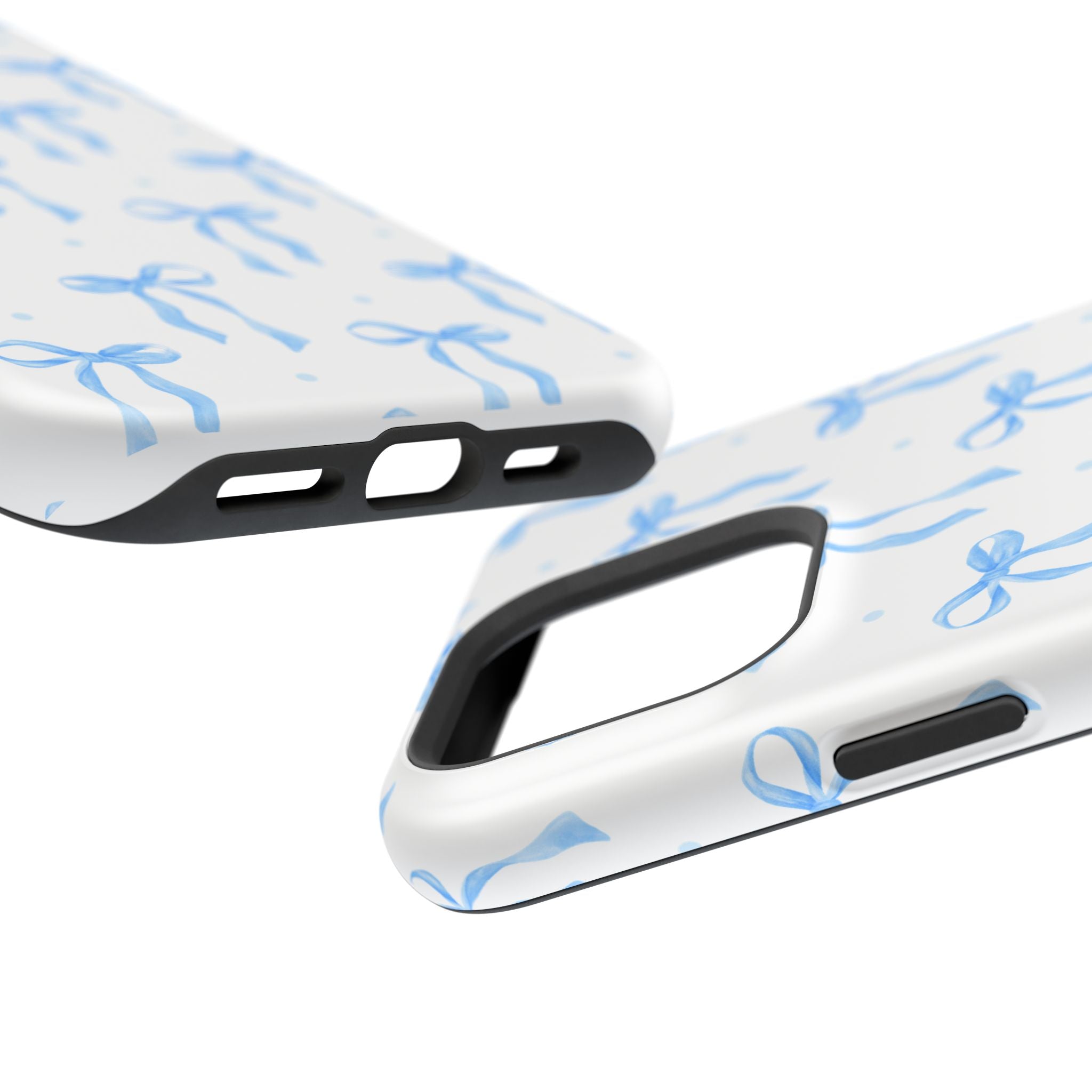 Customizable: Chic Blue Coquette Bow Impact-Resistant Phone Case