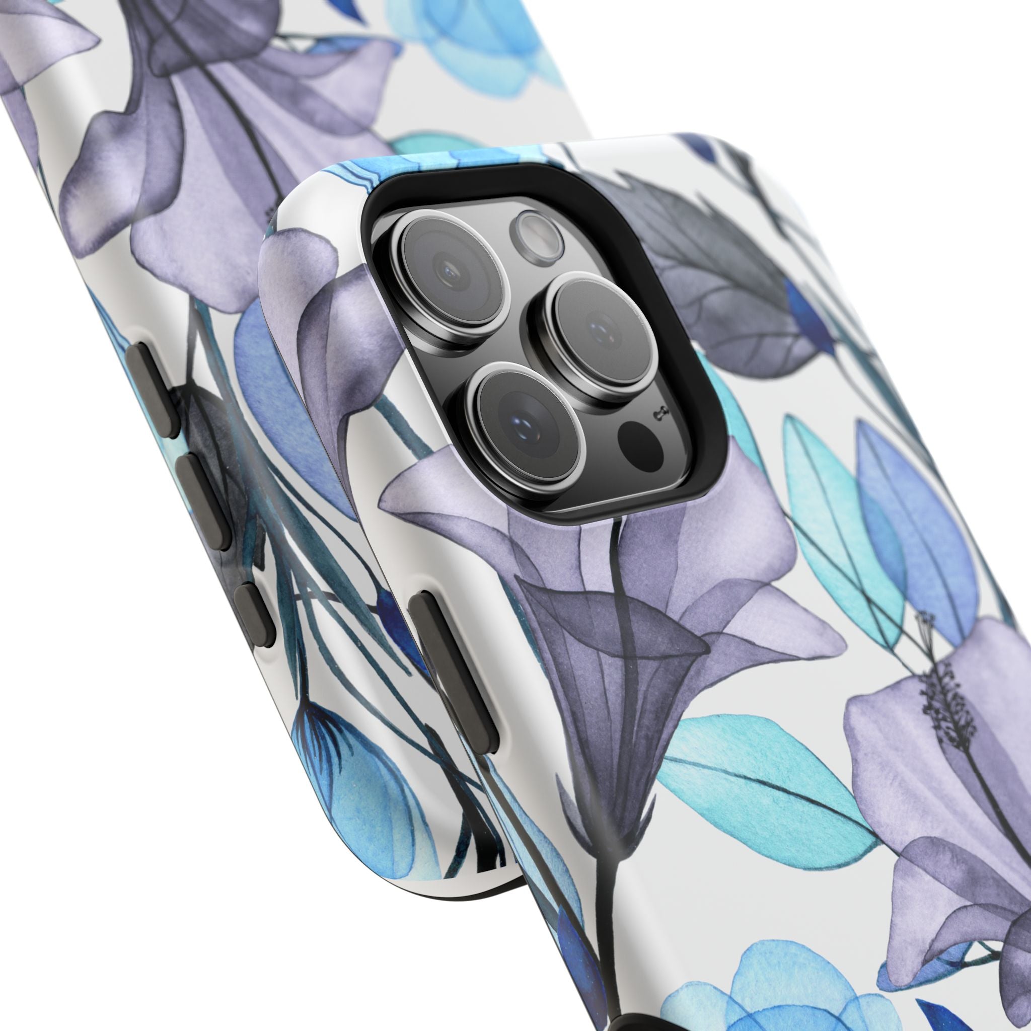 Customizable: Blue and Purple Floral Impact-Resistant Phone Case