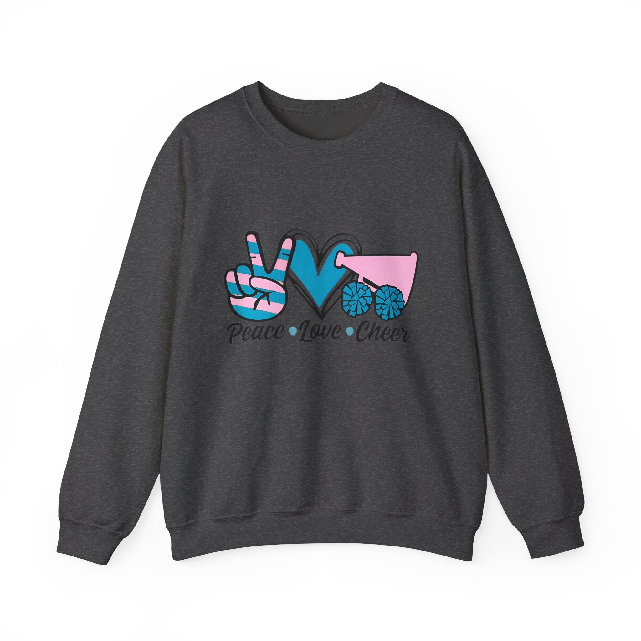 Peace Love Cheer Crewneck Sweatshirt for Cheerleaders, Cozy Sweatshirt, Sports Apparel, Gift for Cheer Team, Team Spirit Clothing