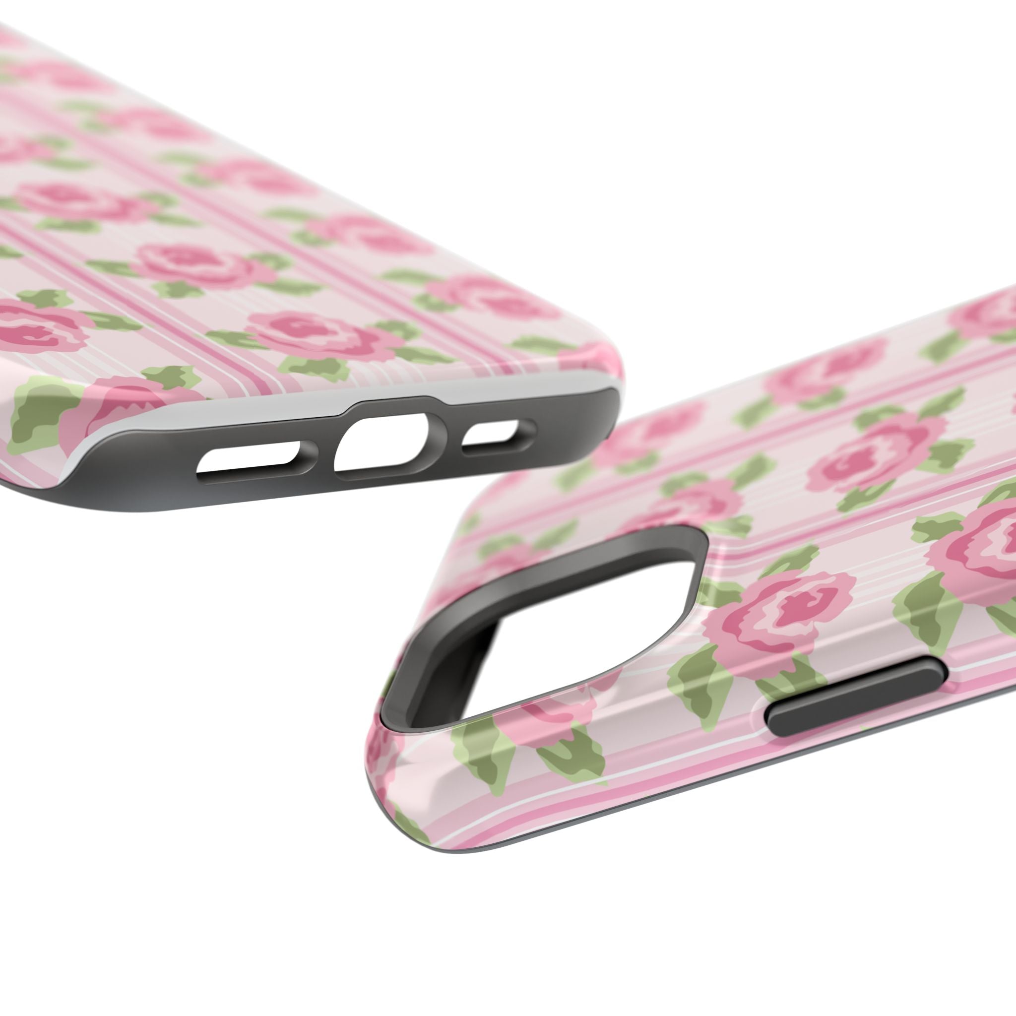Customizable: Floral Impact-Resistant Phone Case, Pink Rose Pattern