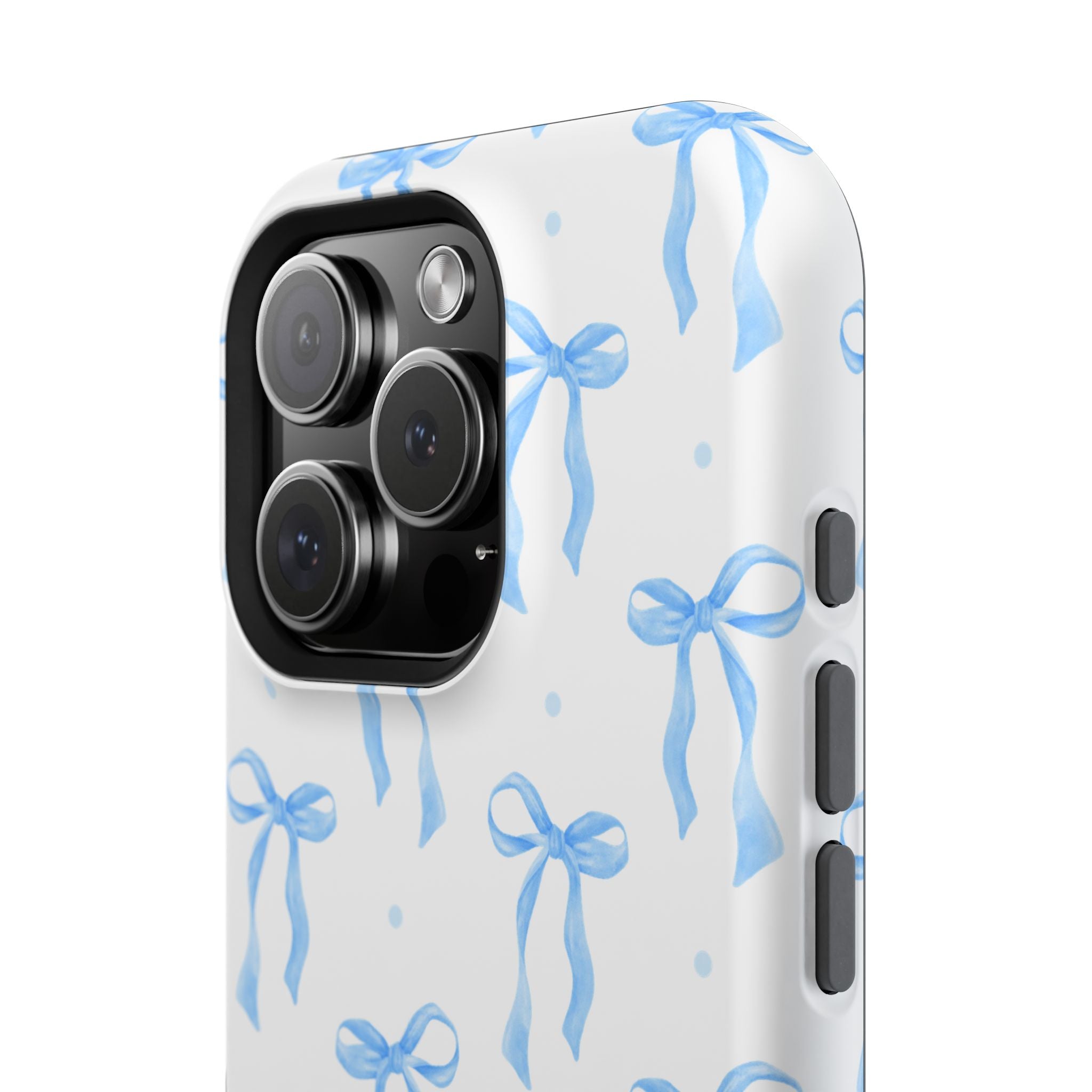 Customizable: Chic Blue Coquette Bow Impact-Resistant Phone Case