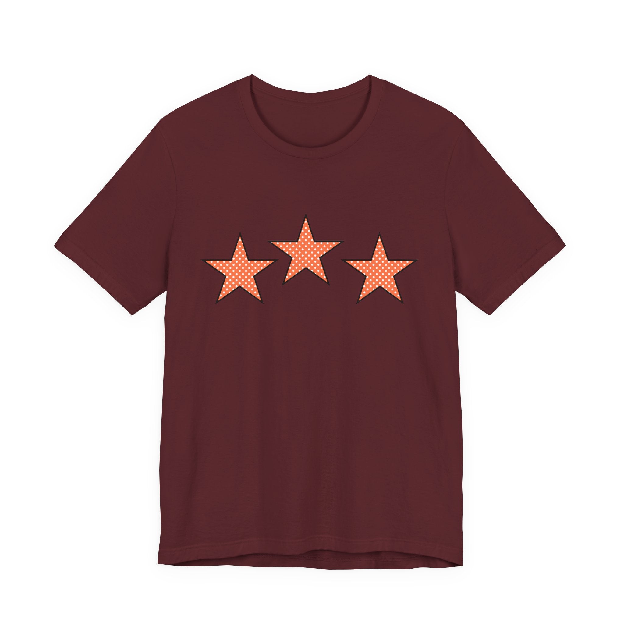 Customizable Orange & White Polka Dot Tri-Star Graphic Tee