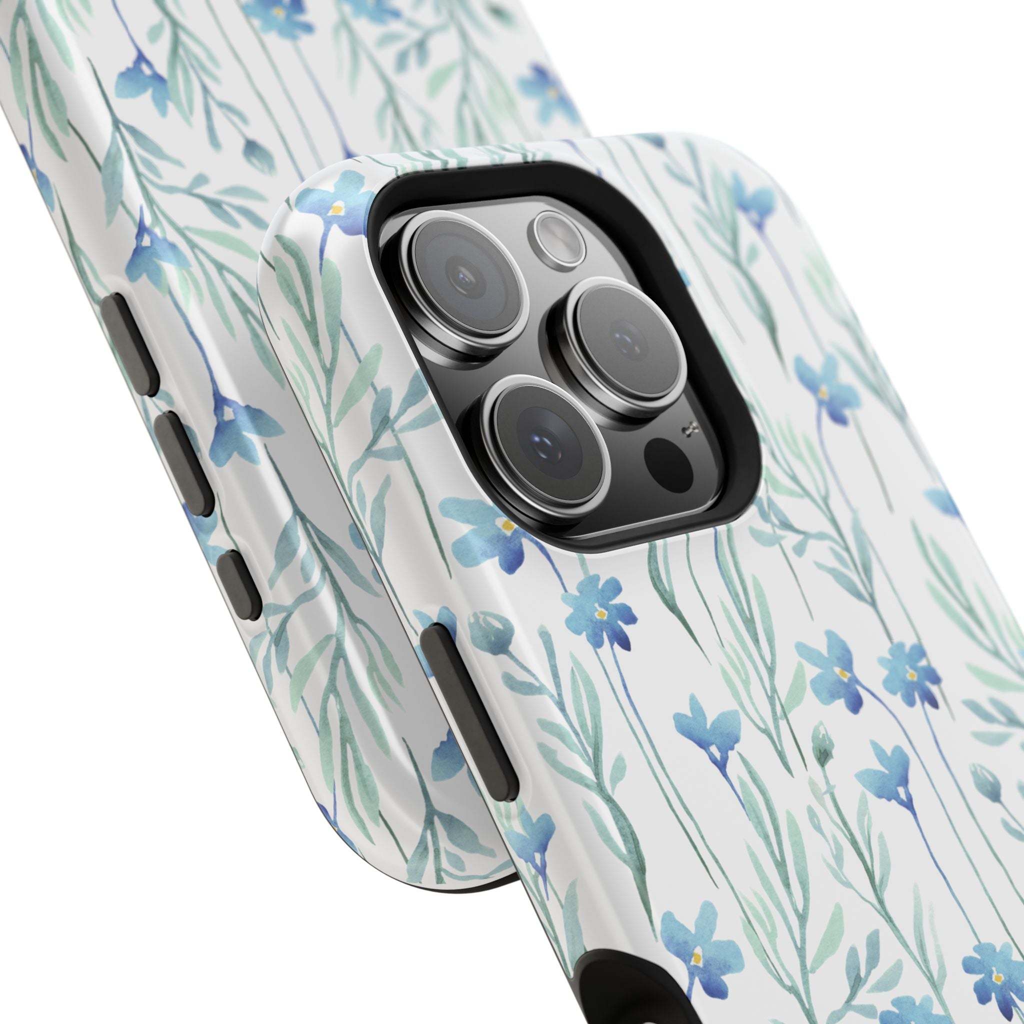 Customizable: Blue Floral Impact-Resistant Phone Case