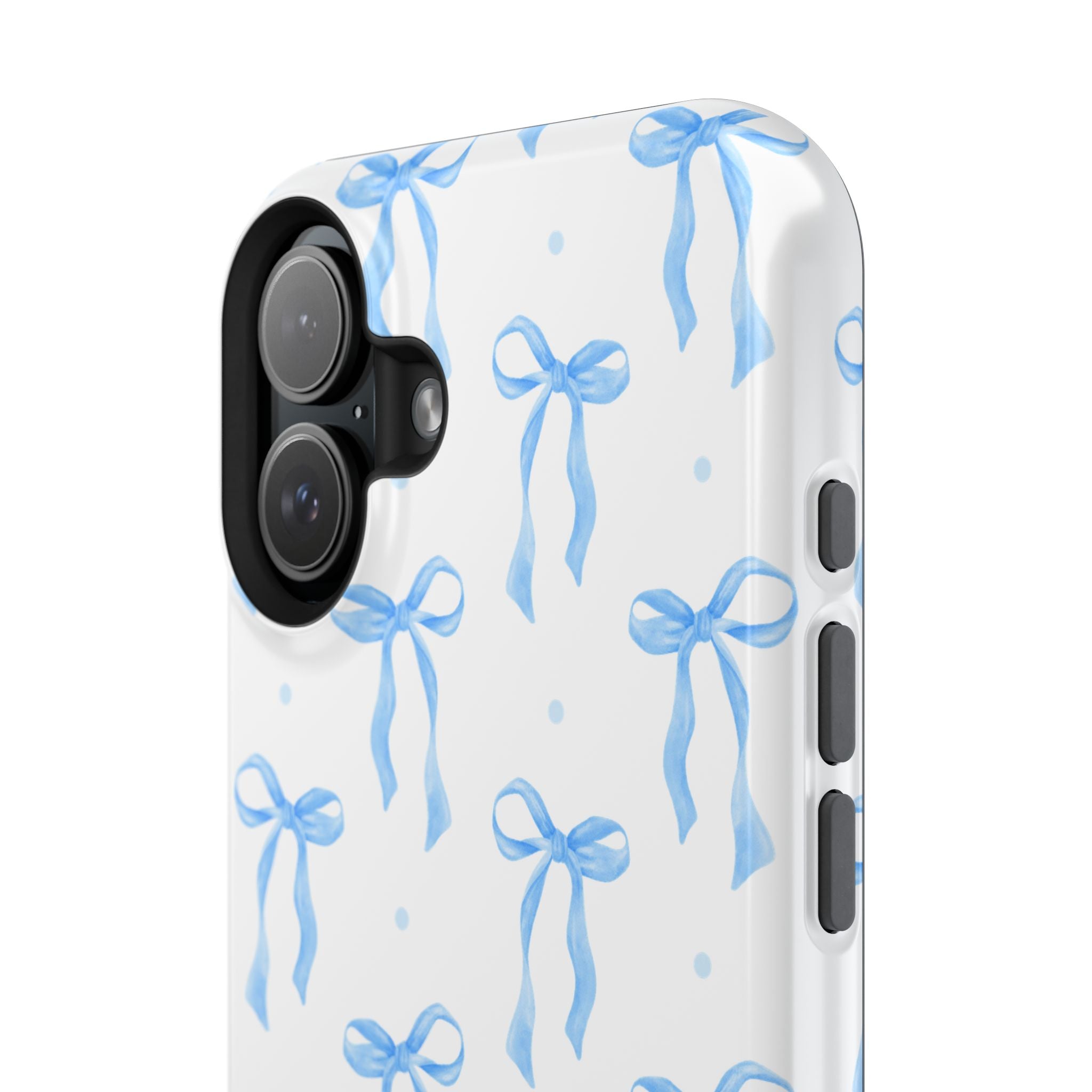 Customizable: Chic Blue Coquette Bow Impact-Resistant Phone Case