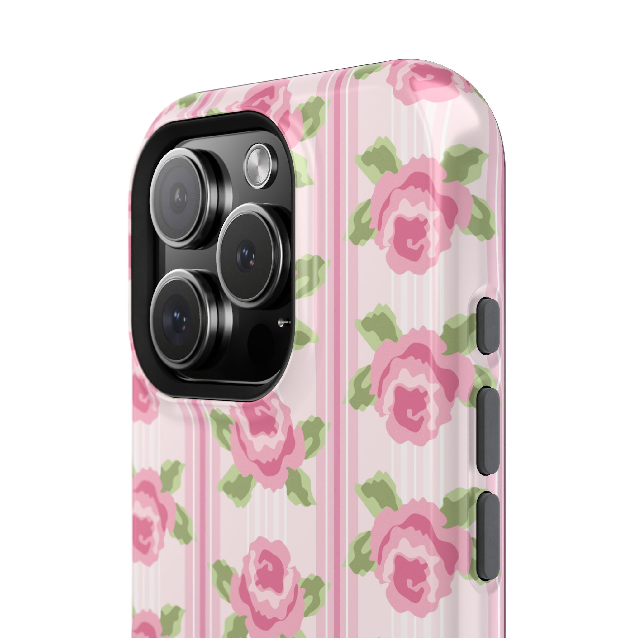 Customizable: Floral Impact-Resistant Phone Case, Pink Rose Pattern