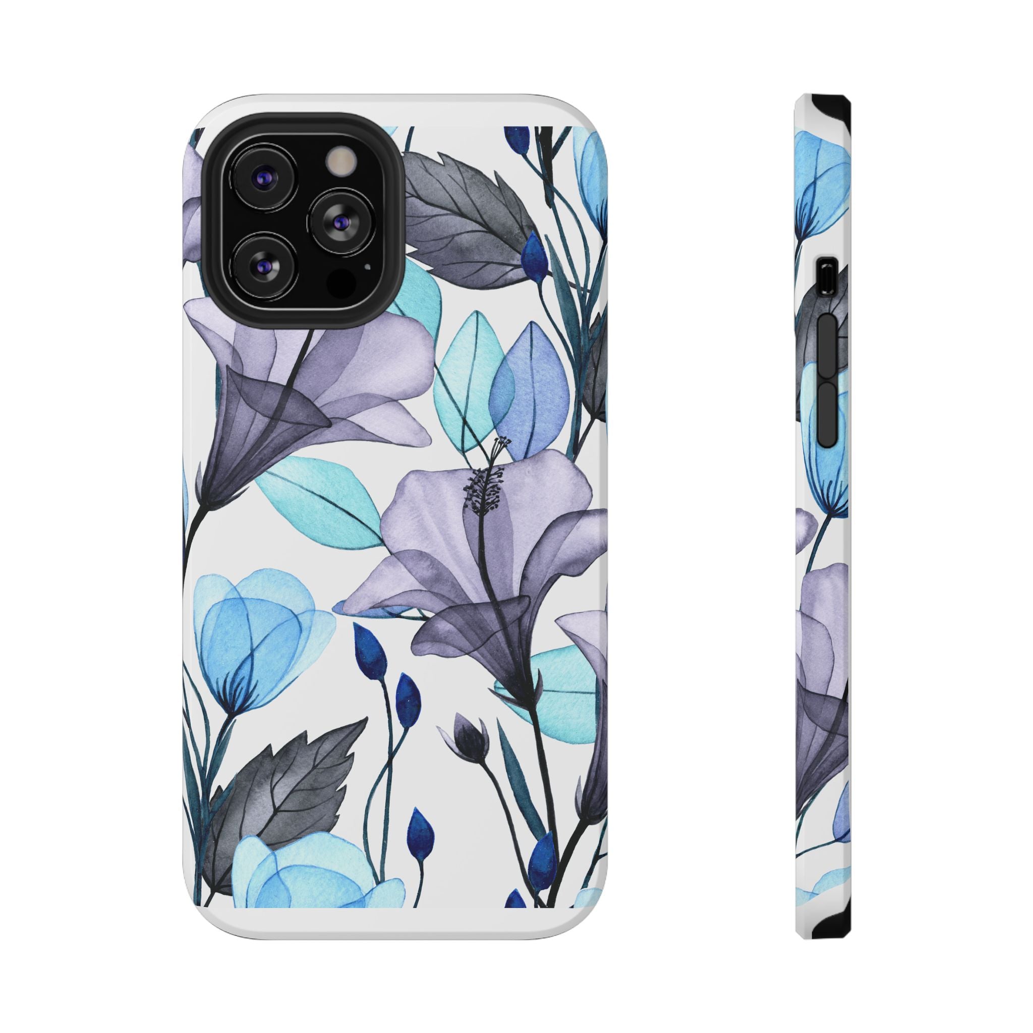 Customizable: Blue and Purple Floral Impact-Resistant Phone Case