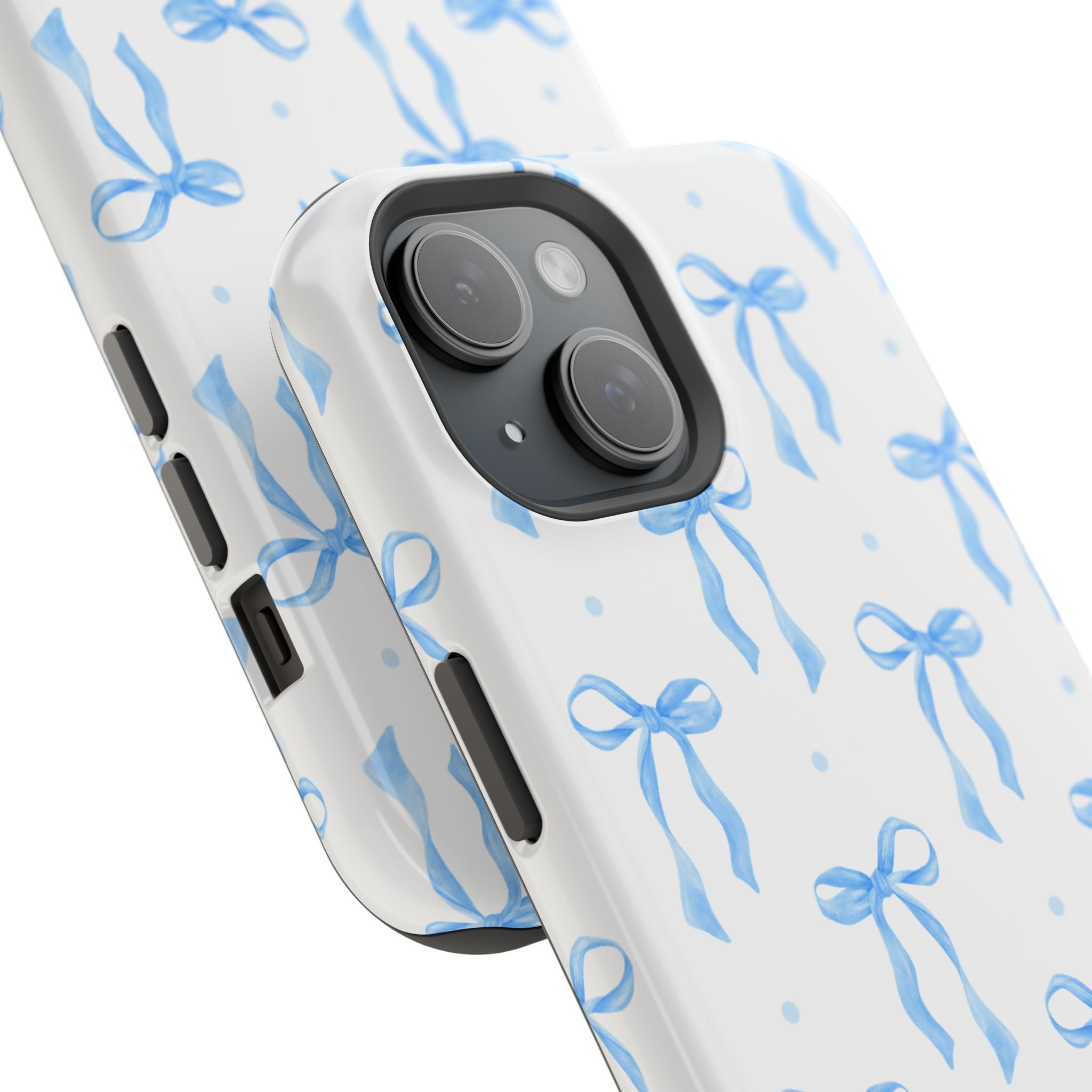 Customizable: Chic Blue Coquette Bow Impact-Resistant Phone Case