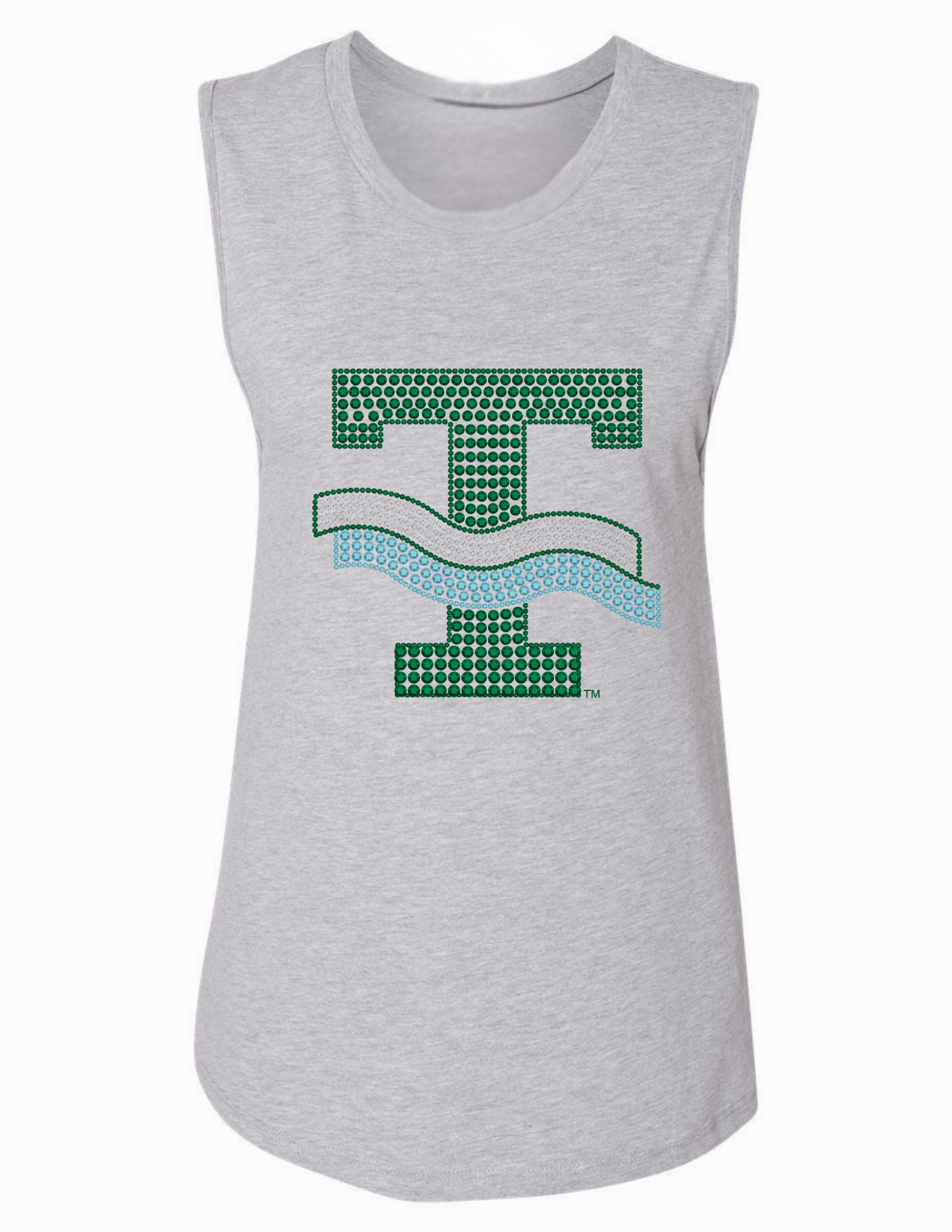 Tulane Vintage Big T Wave Grey Crewneck Tank Top