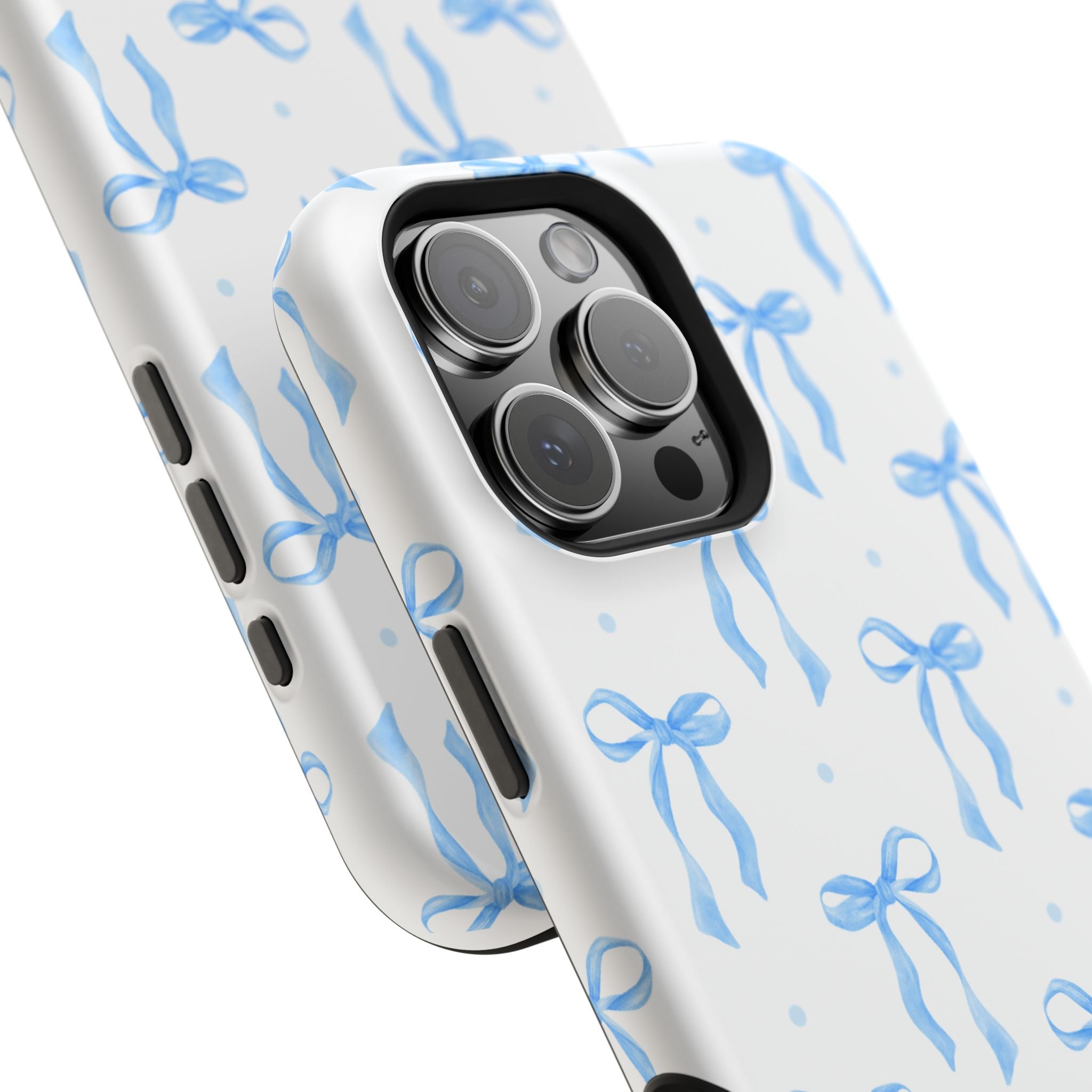 Customizable: Chic Blue Coquette Bow Impact-Resistant Phone Case