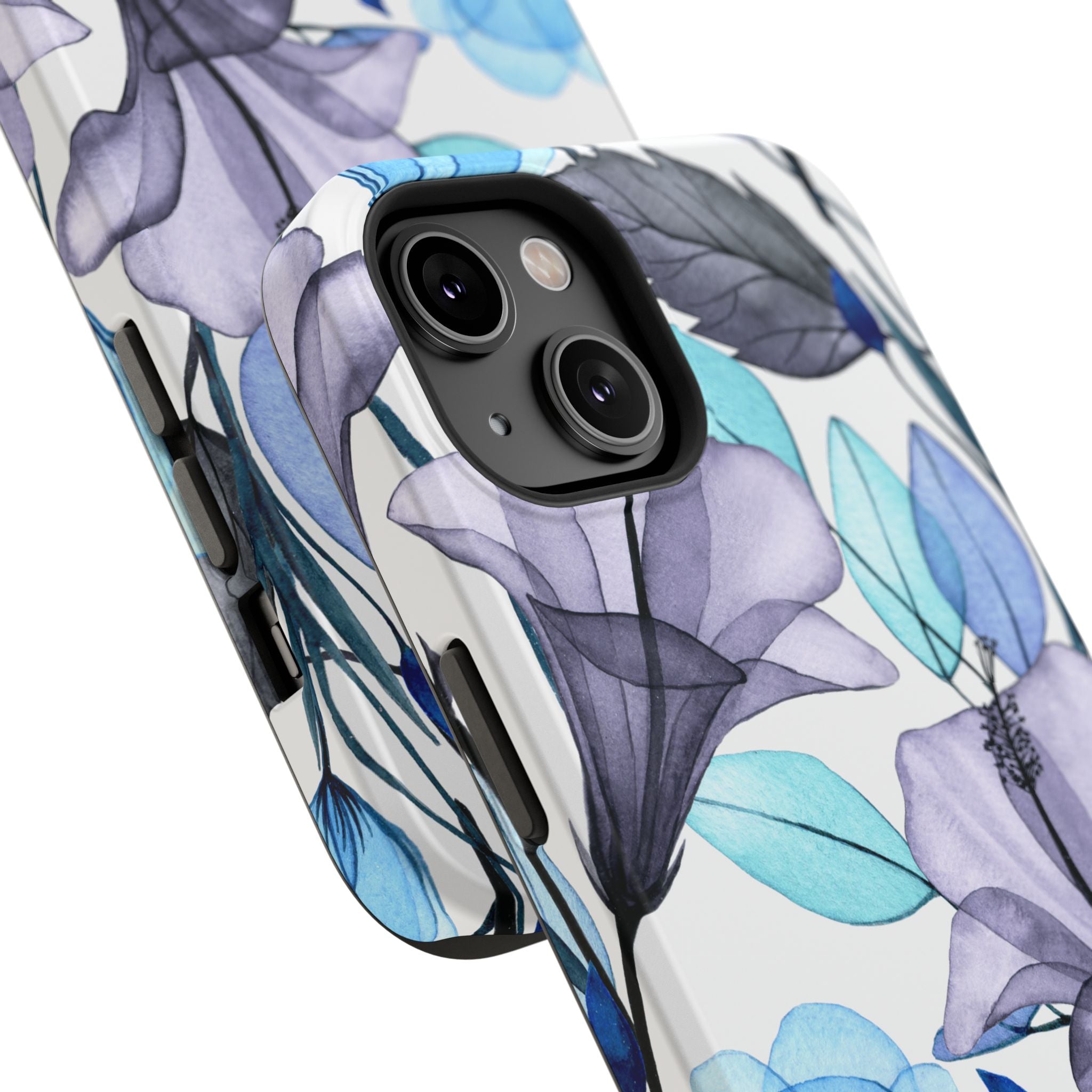 Customizable: Blue and Purple Floral Impact-Resistant Phone Case