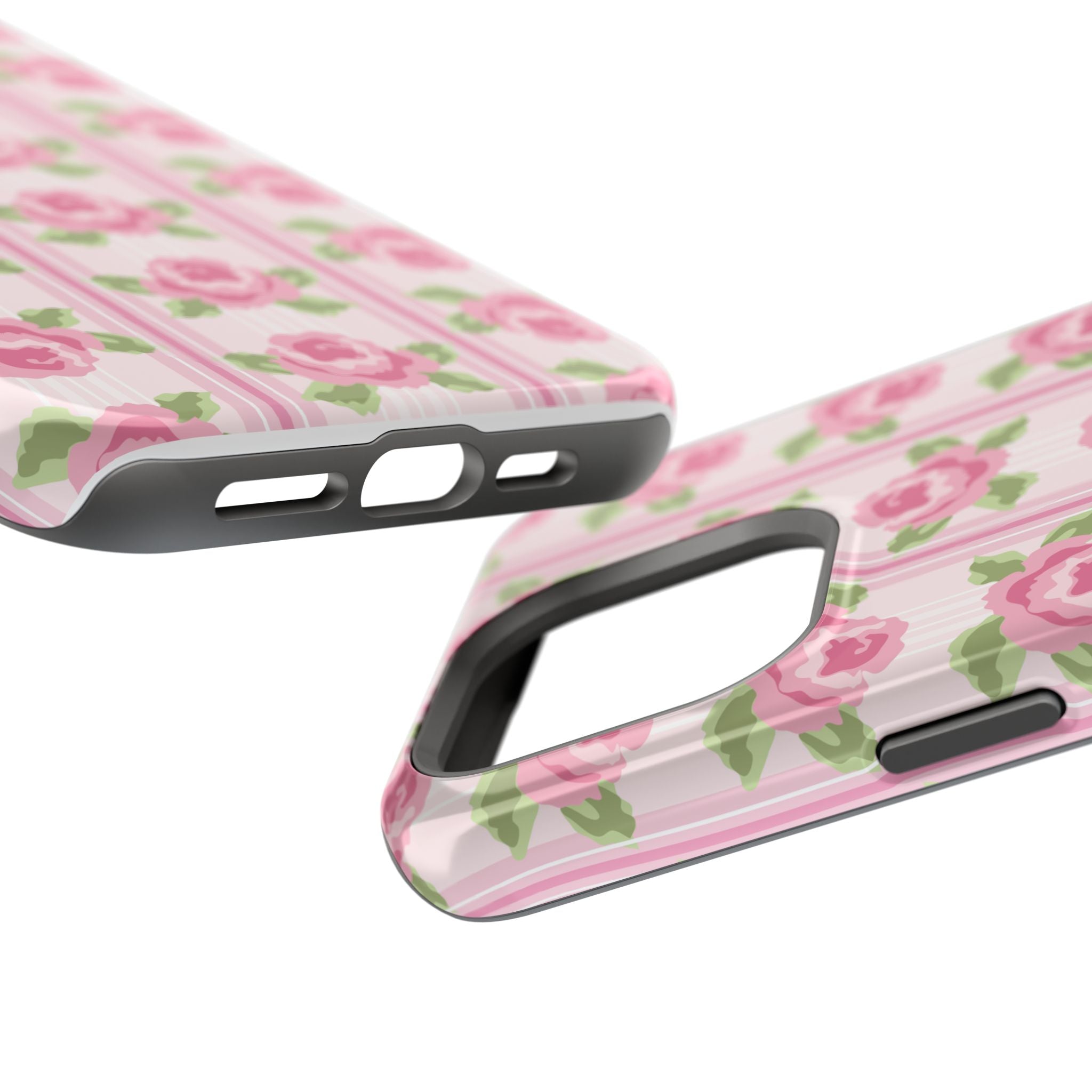 Customizable: Floral Impact-Resistant Phone Case, Pink Rose Pattern