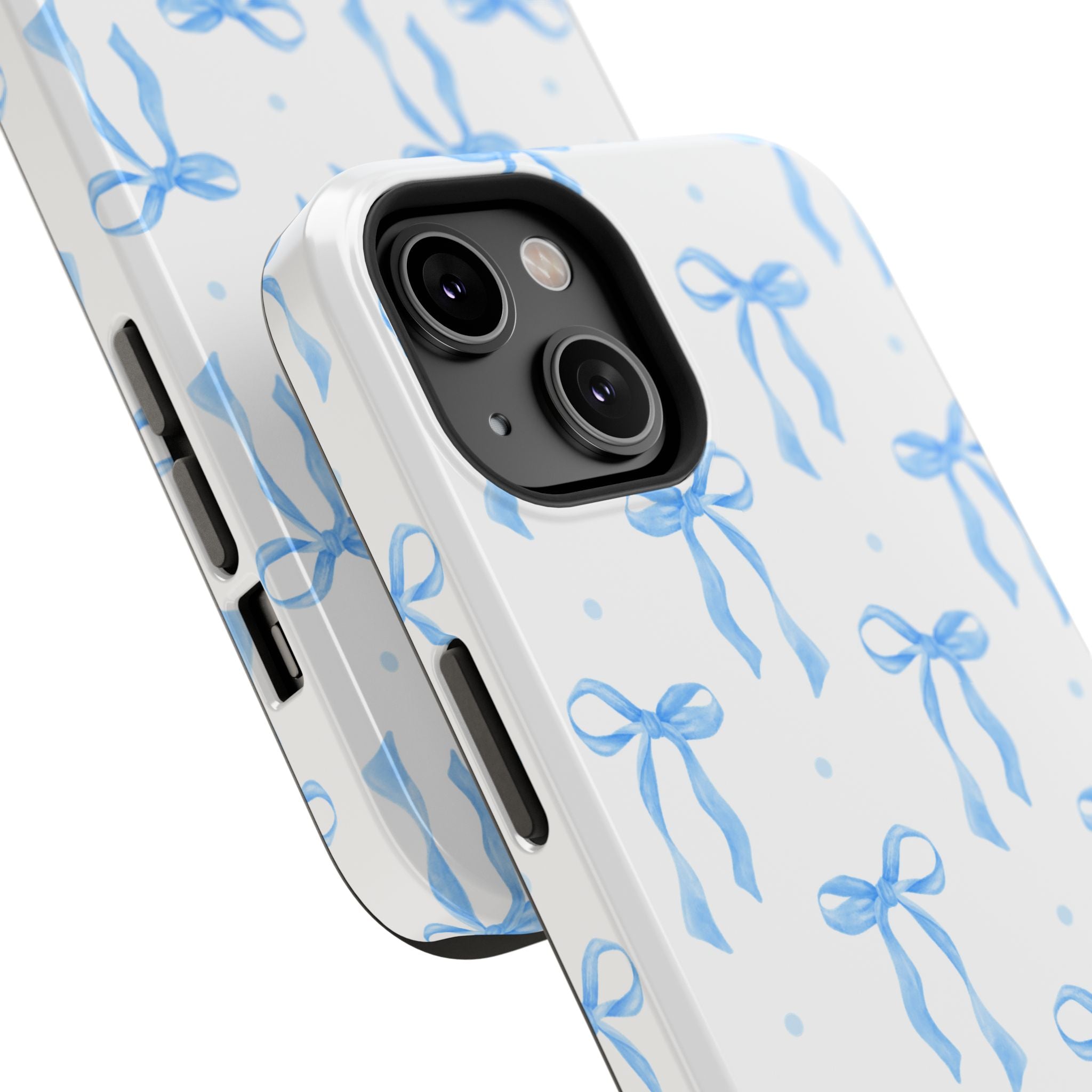 Customizable: Chic Blue Coquette Bow Impact-Resistant Phone Case