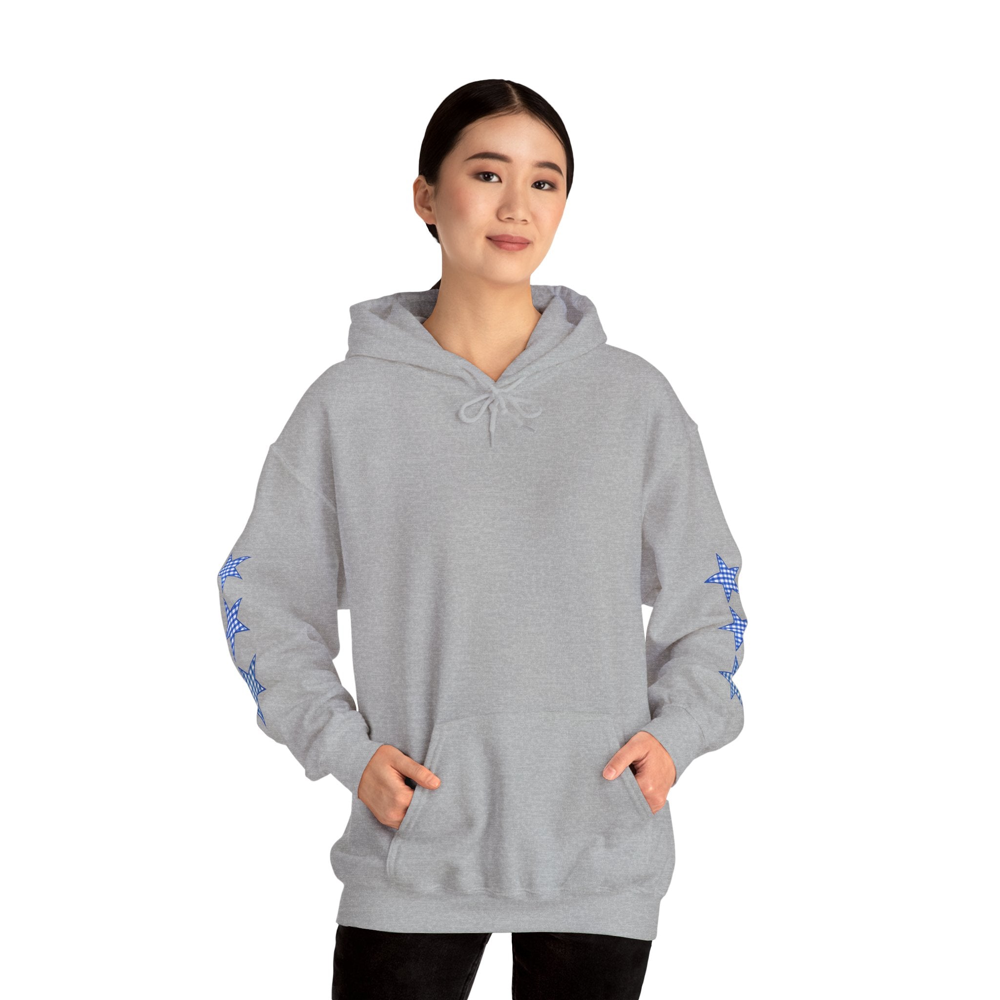 Customizable Tri-Star Blue Gingham Hoodie