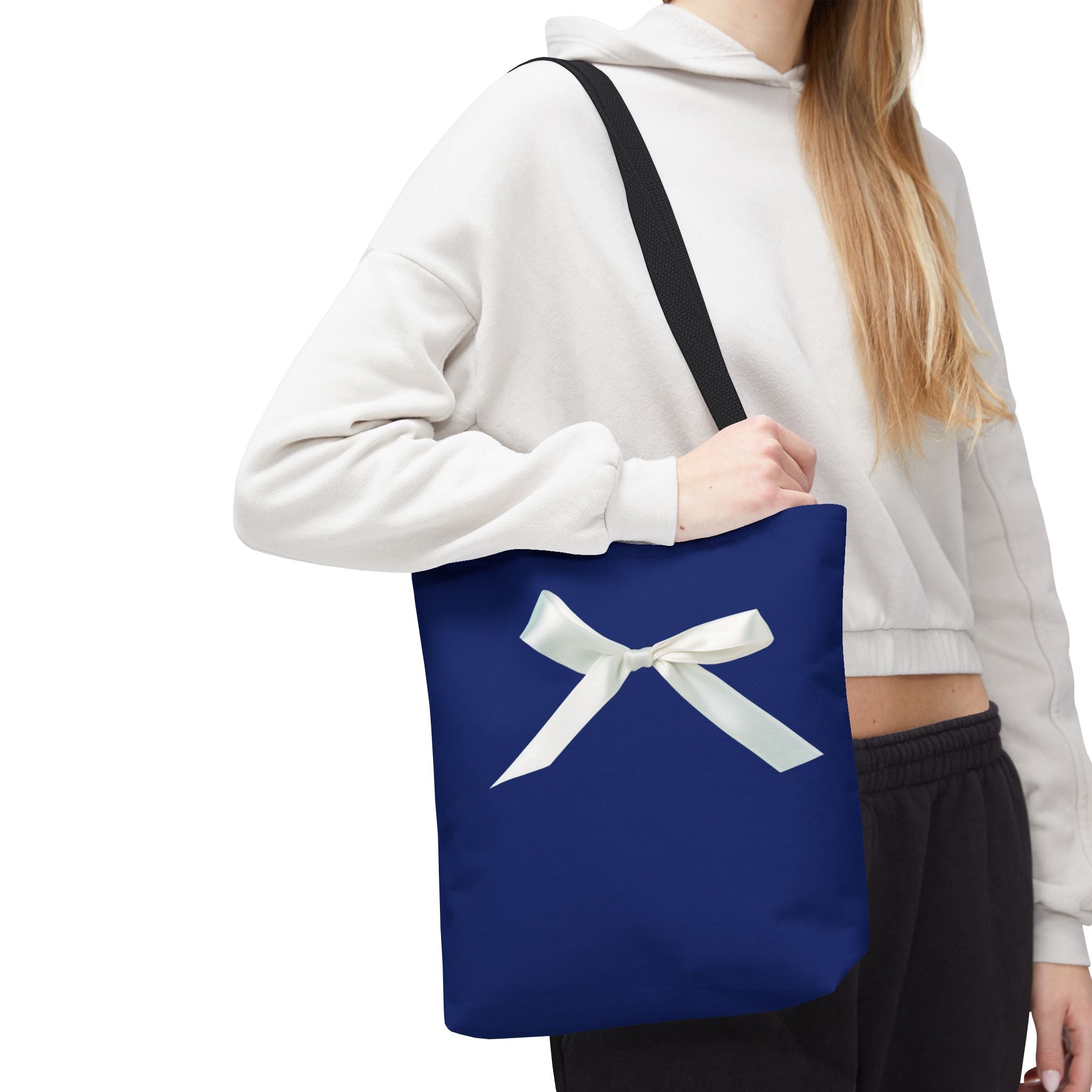 Elegant Blue Tote Bag with White Bow, Stylish Carryall, Perfect Gift for Her, Bridesmaid Tote, Wedding Accessory, Everyday Use
