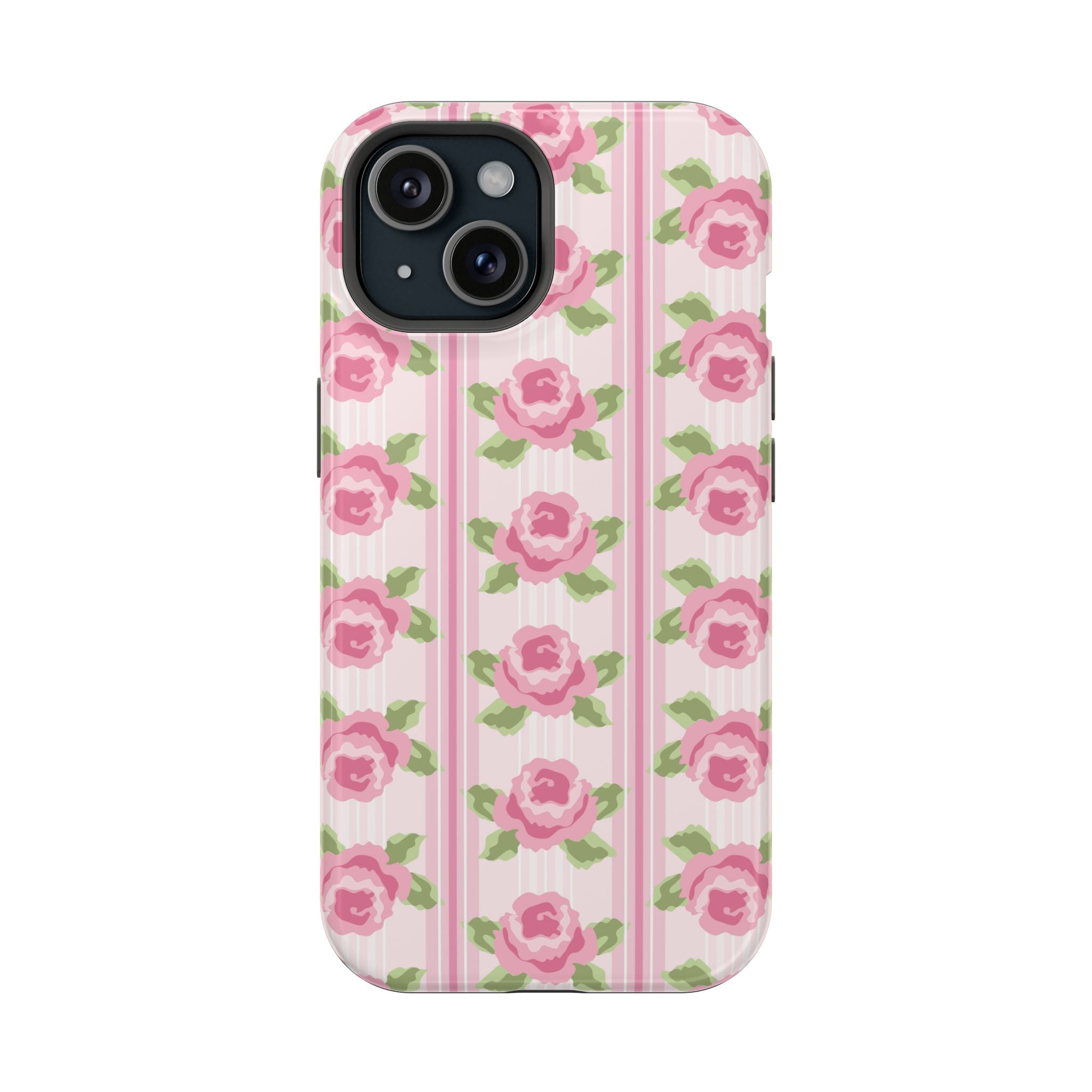 Customizable: Floral Impact-Resistant Phone Case, Pink Rose Pattern