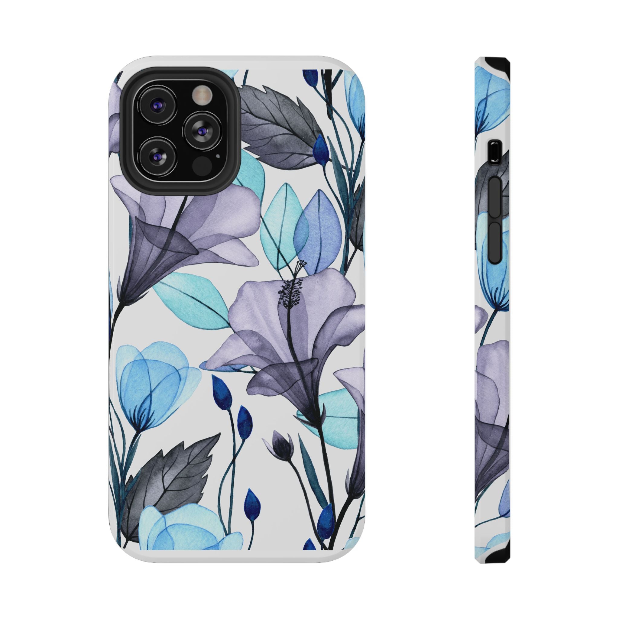 Customizable: Blue and Purple Floral Impact-Resistant Phone Case