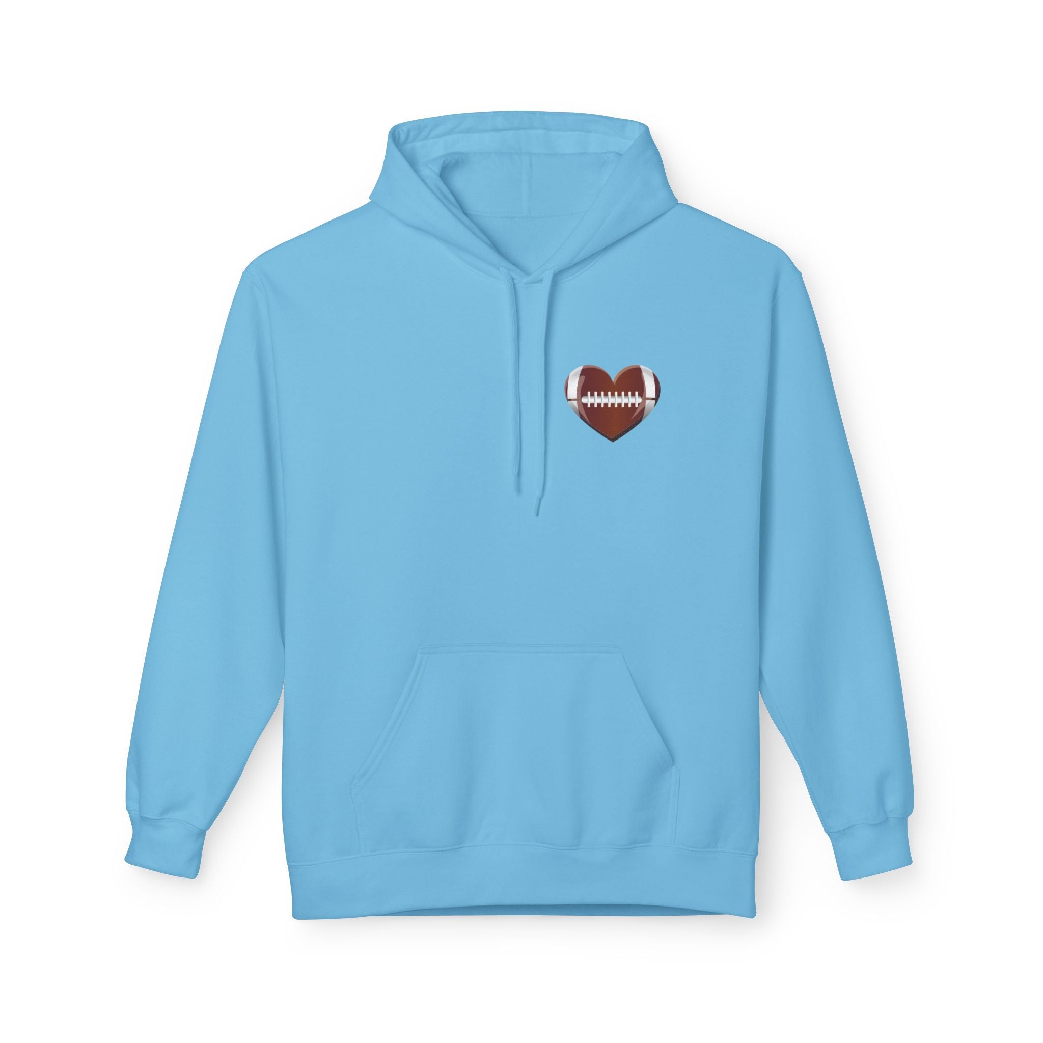 Football Heart Hoodie - Midweight Fleece Sweatshirt for Sports Fans, Gift for Holidays, Game Day Apparel, Cozy and Casual