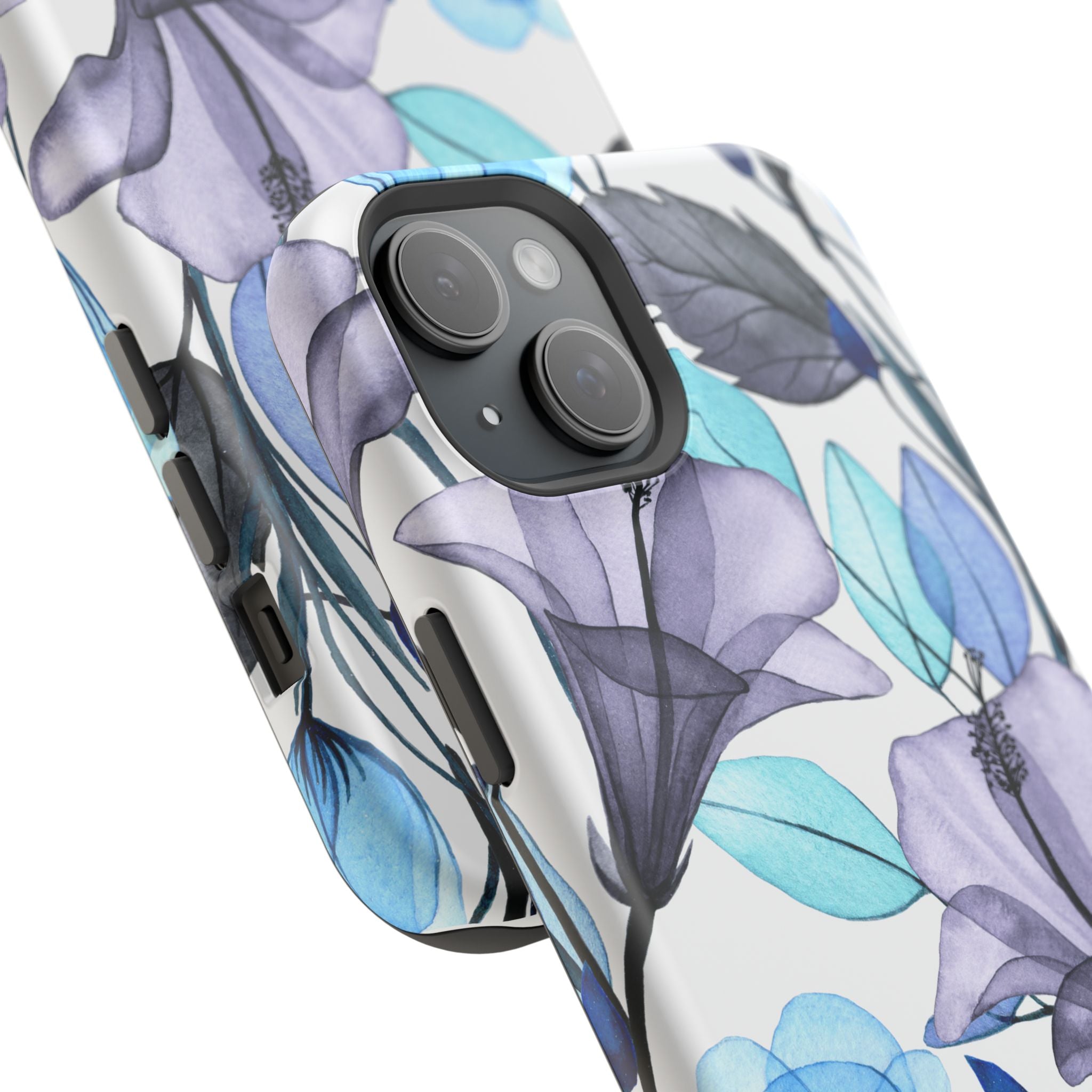 Customizable: Blue and Purple Floral Impact-Resistant Phone Case