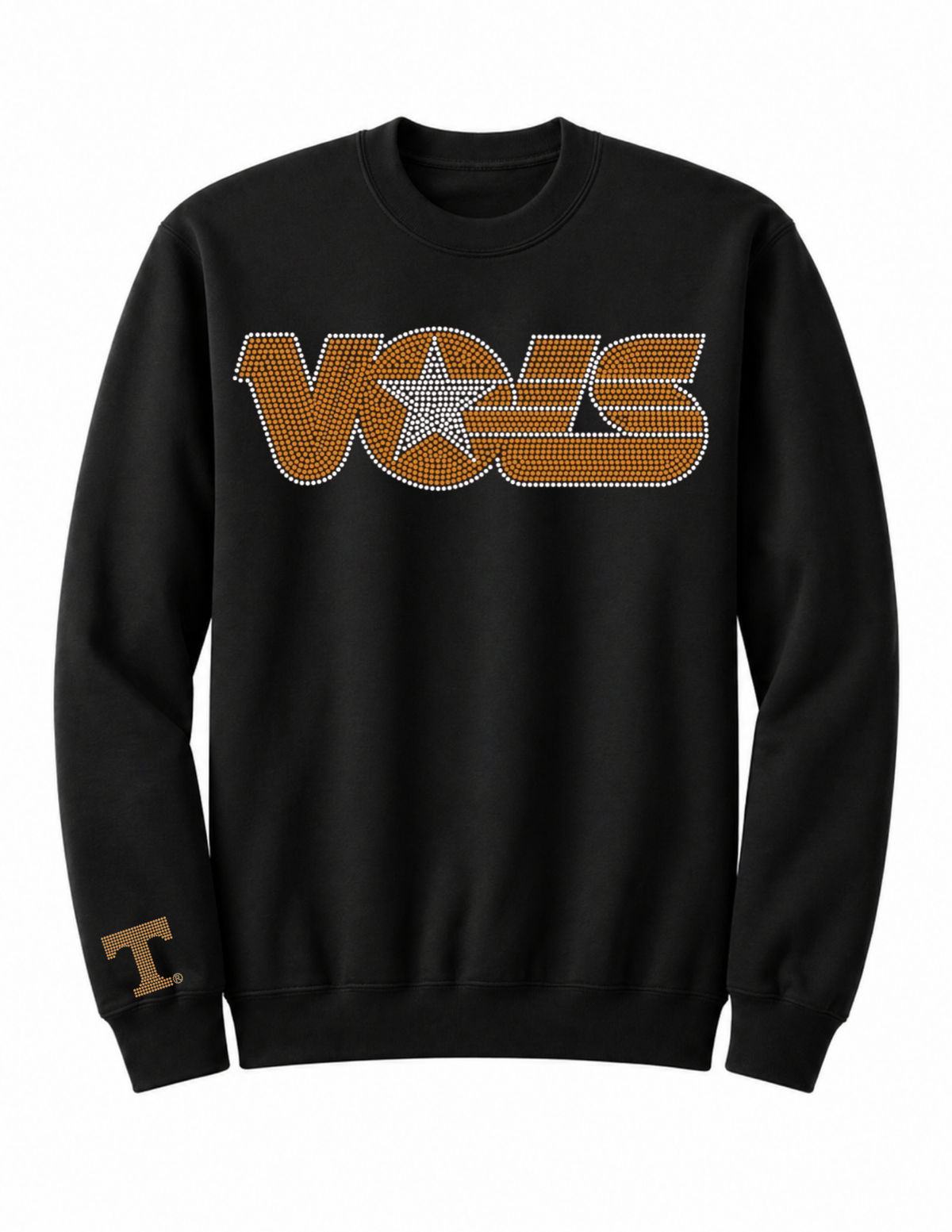 Tennessee Vols w/ Star & T Crewneck Black Sweatshirt