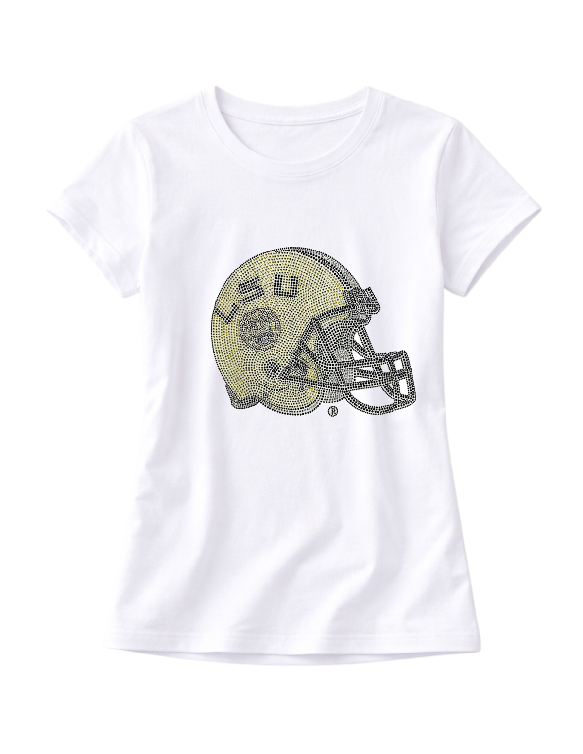 Louisiana State University Helmet White Crewneck Short Sleeve T-Shirt