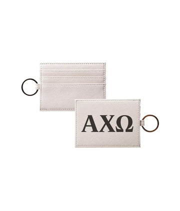 Alpha Chi Omega Vegan Saffiano Leather Keychain Card Holder