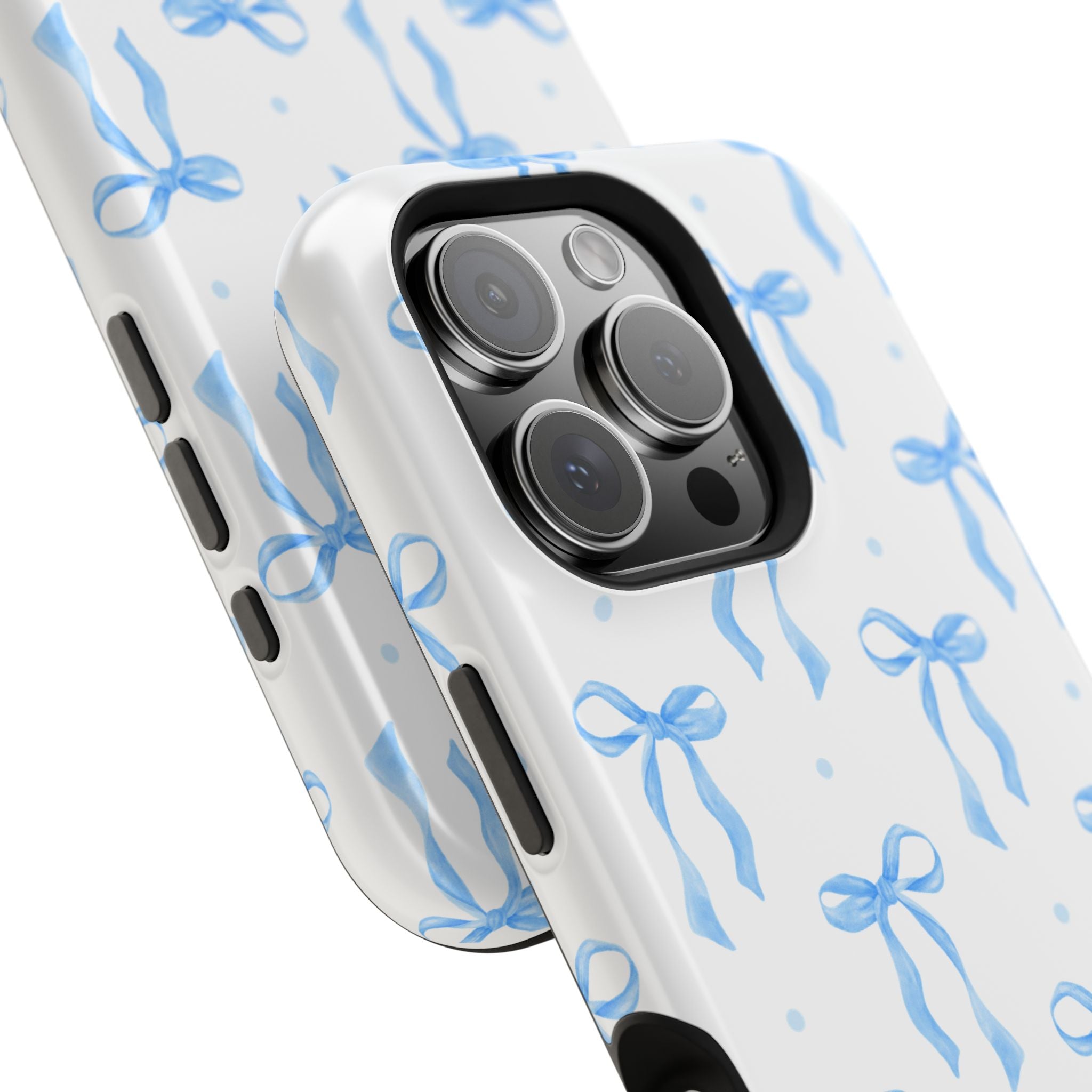 Customizable: Chic Blue Coquette Bow Impact-Resistant Phone Case