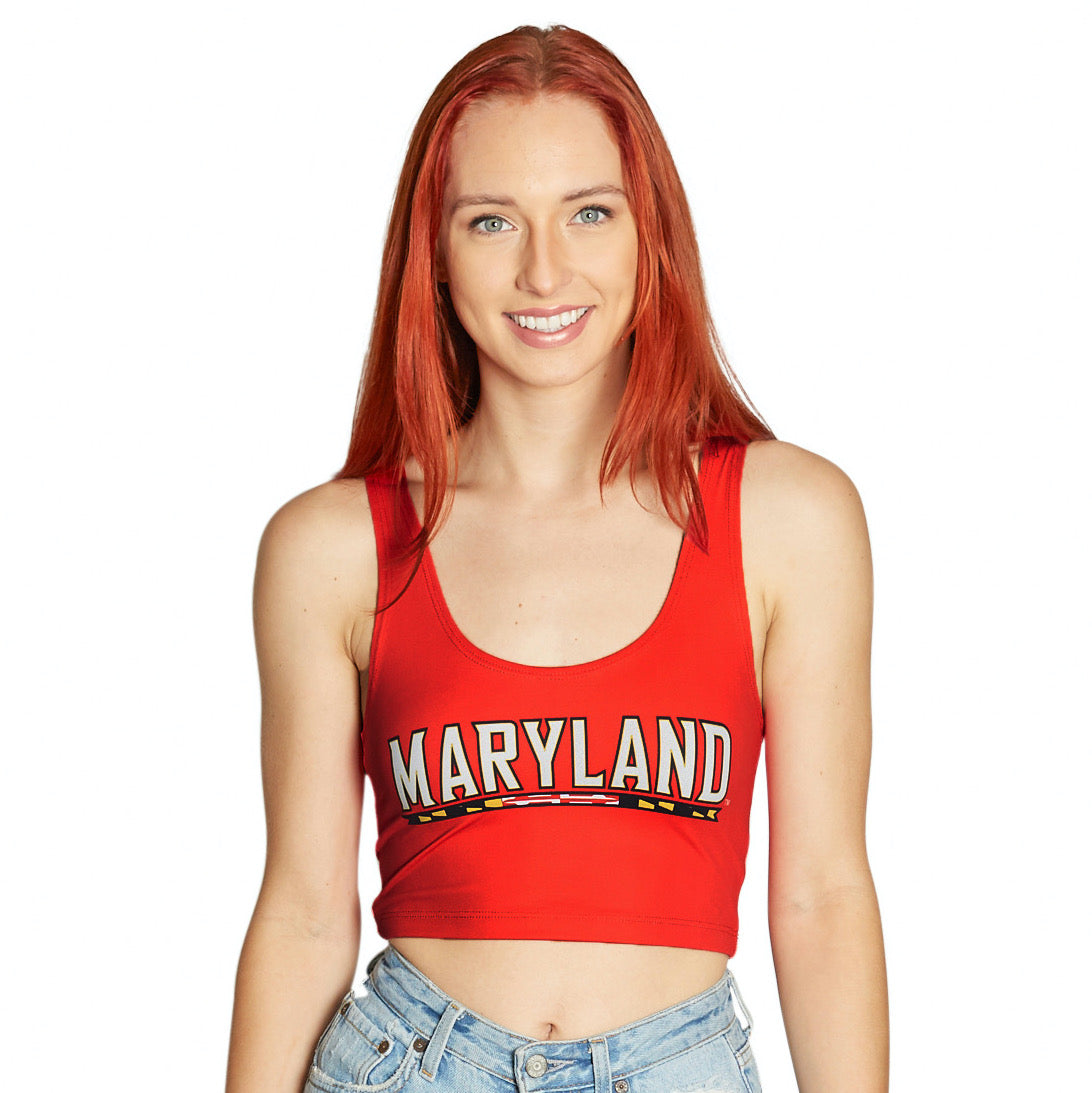 Maryland Terps Red Crop Tank Top