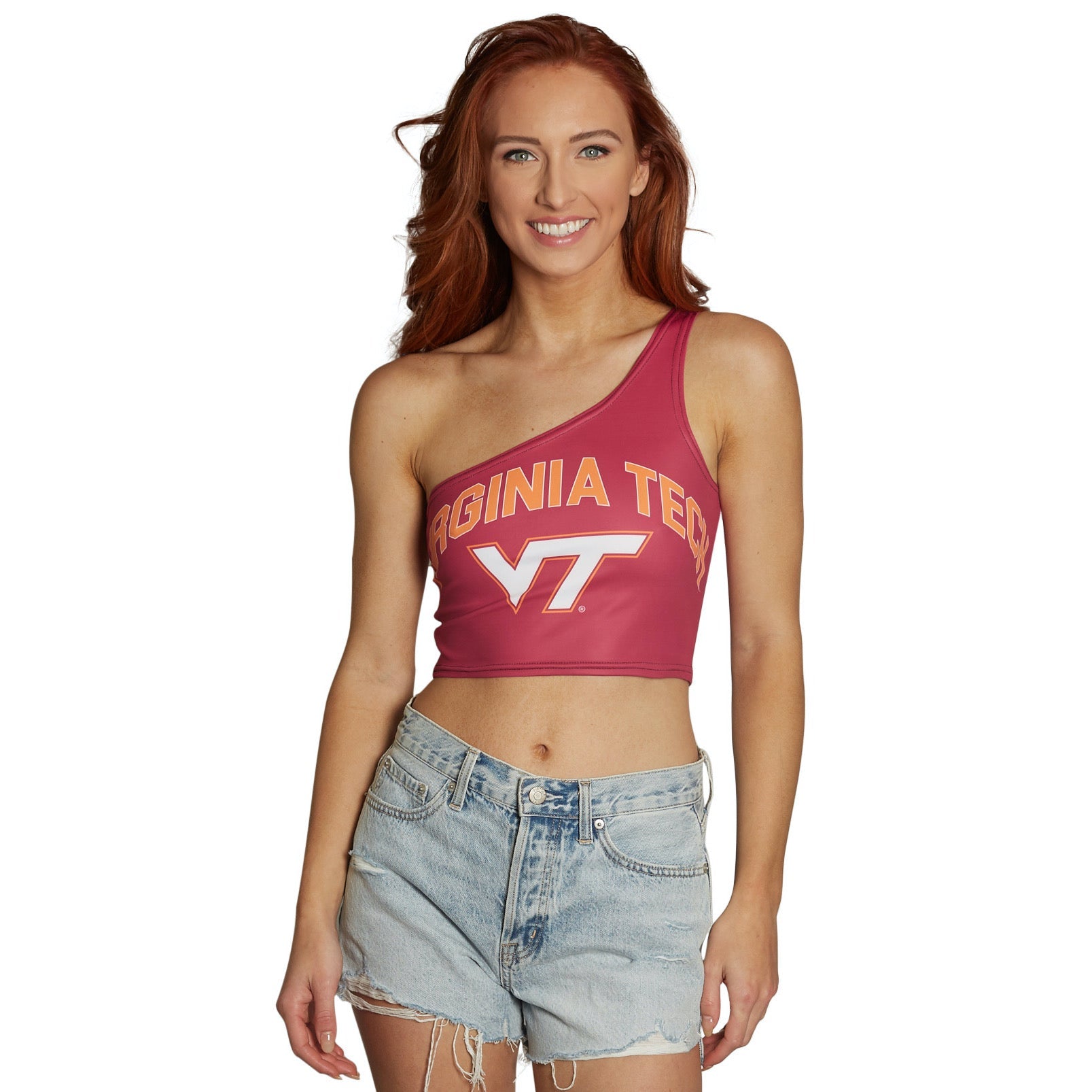 Virginia Tech Maroon One Shoulder Top