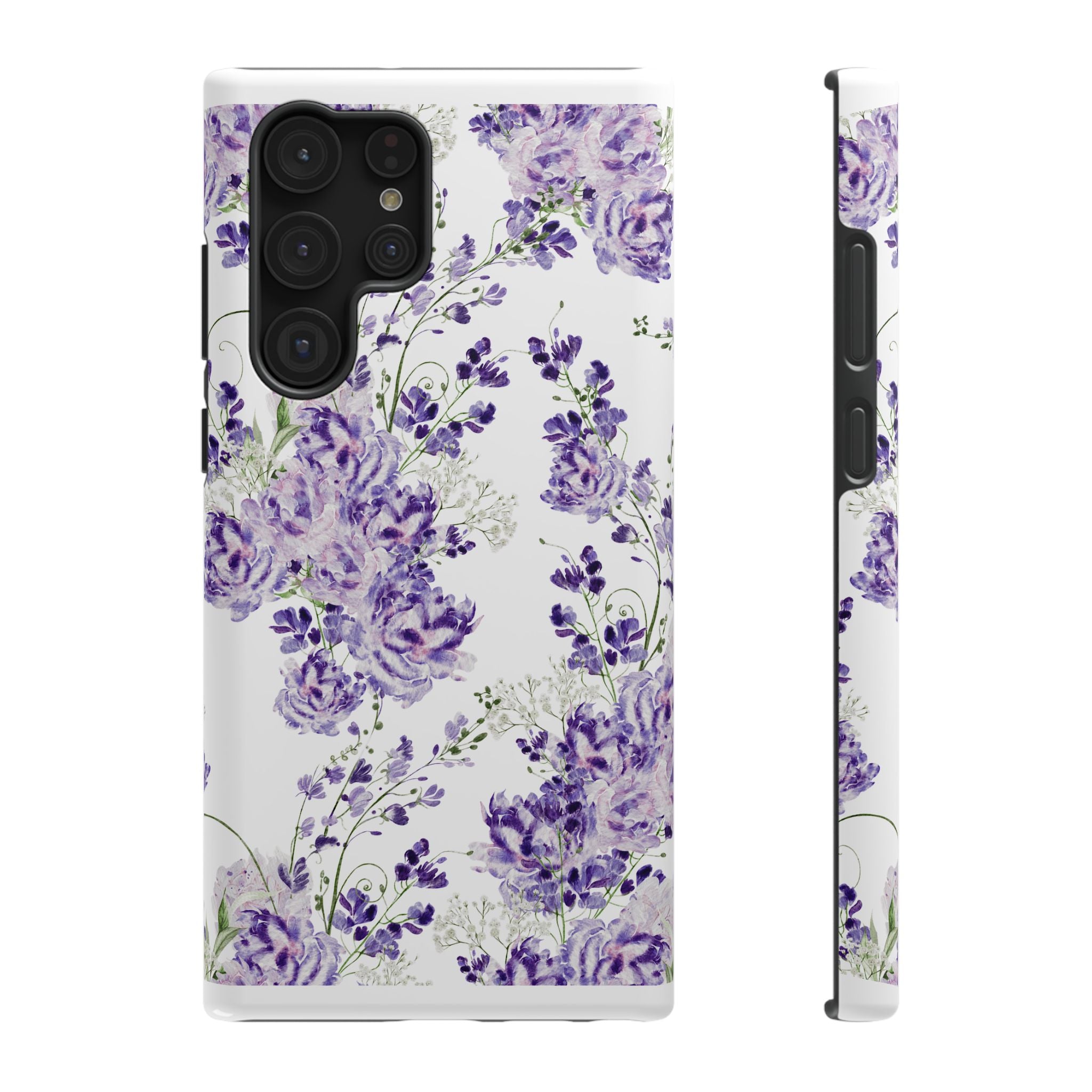 Customizable: Purple Floral Impact-Resistant Phone Case