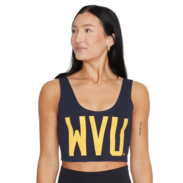 West Virginia Mountaineers Navy Blue Crop Tank Top