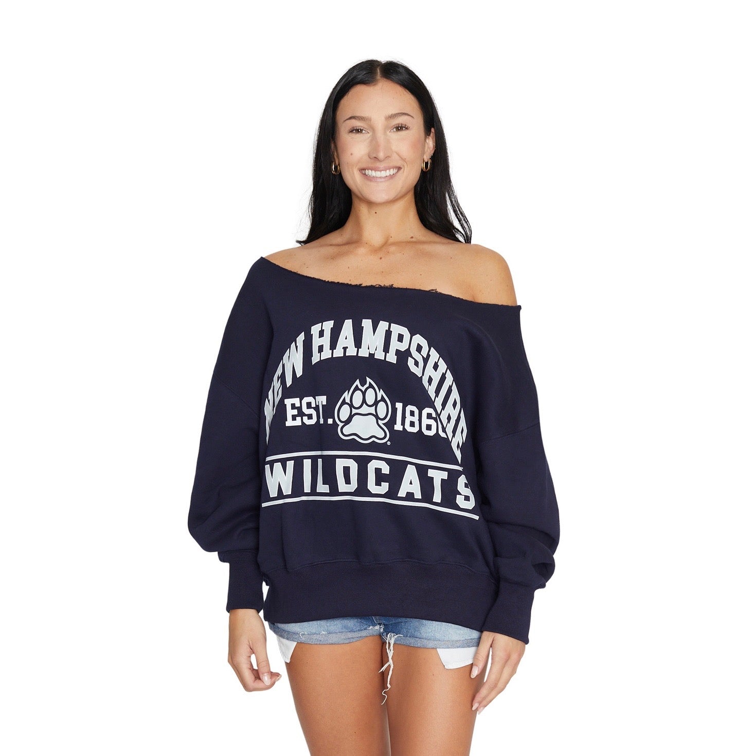 New Hampshire Wildcats Off the Shoulder Sweatshirt
