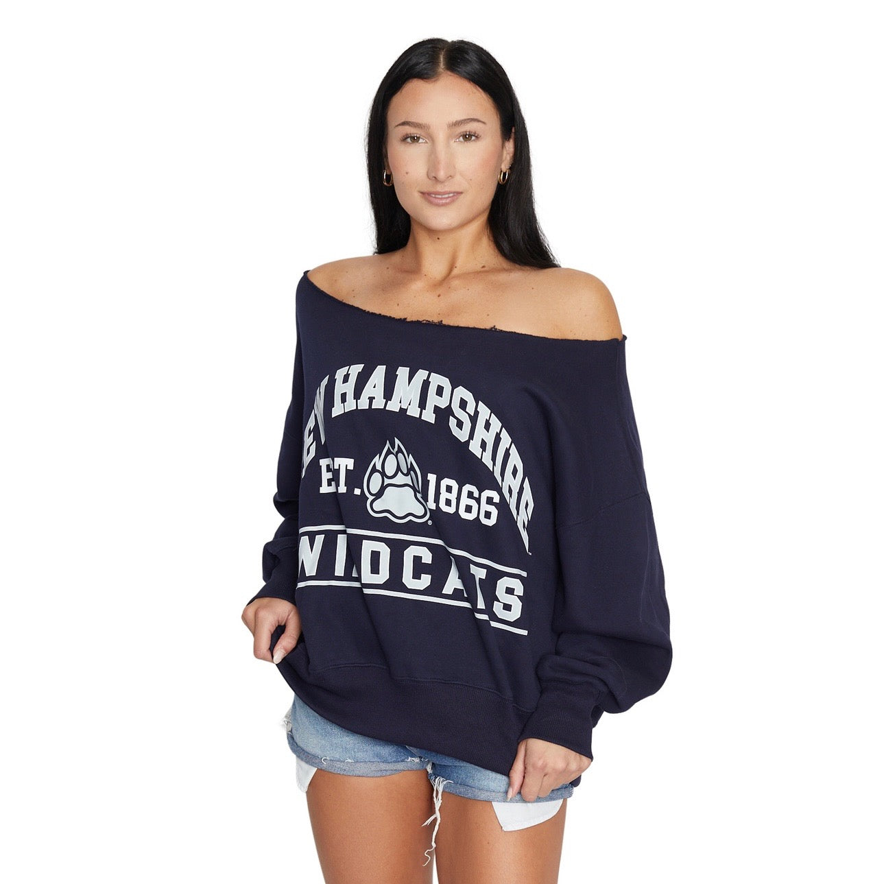 New Hampshire Wildcats Off the Shoulder Sweatshirt