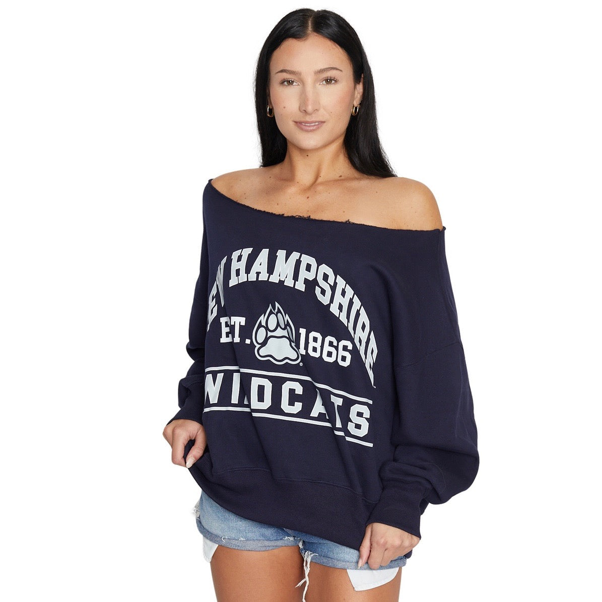 New Hampshire Wildcats Off the Shoulder Sweatshirt