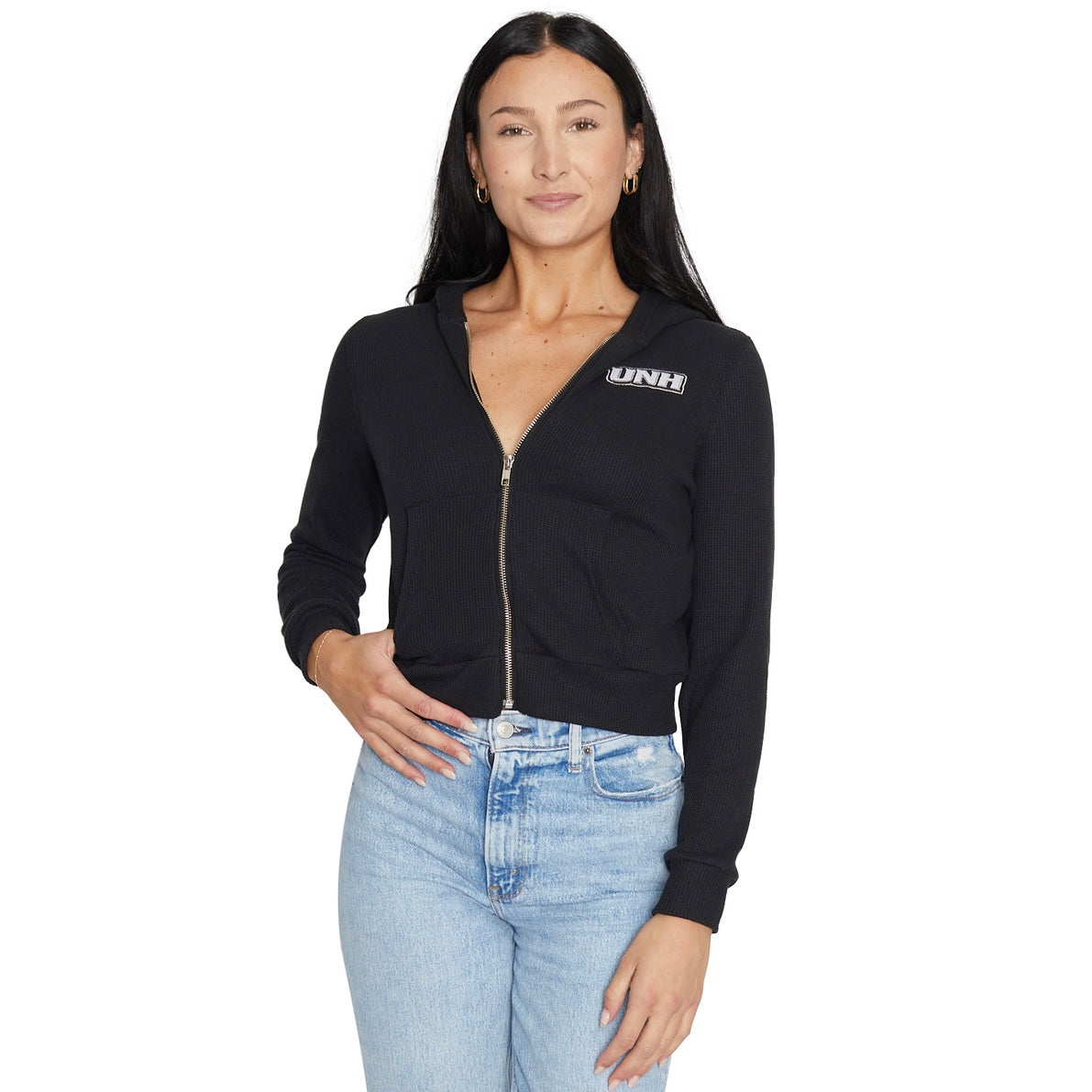 New Hampshire Wildcats Waffle Knit Zip Up Hoodie