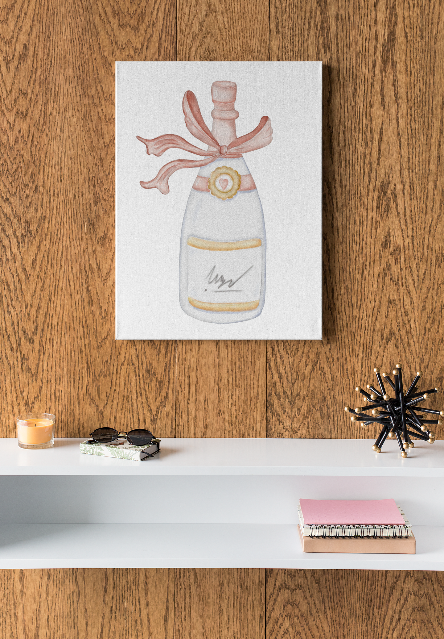 Elegant Champagne Bottle Wall Art, Dorm Room Decor, Home Decor Poster, Gift for Wine Lovers, Bridal Shower Decoration, Celebratory Art Print