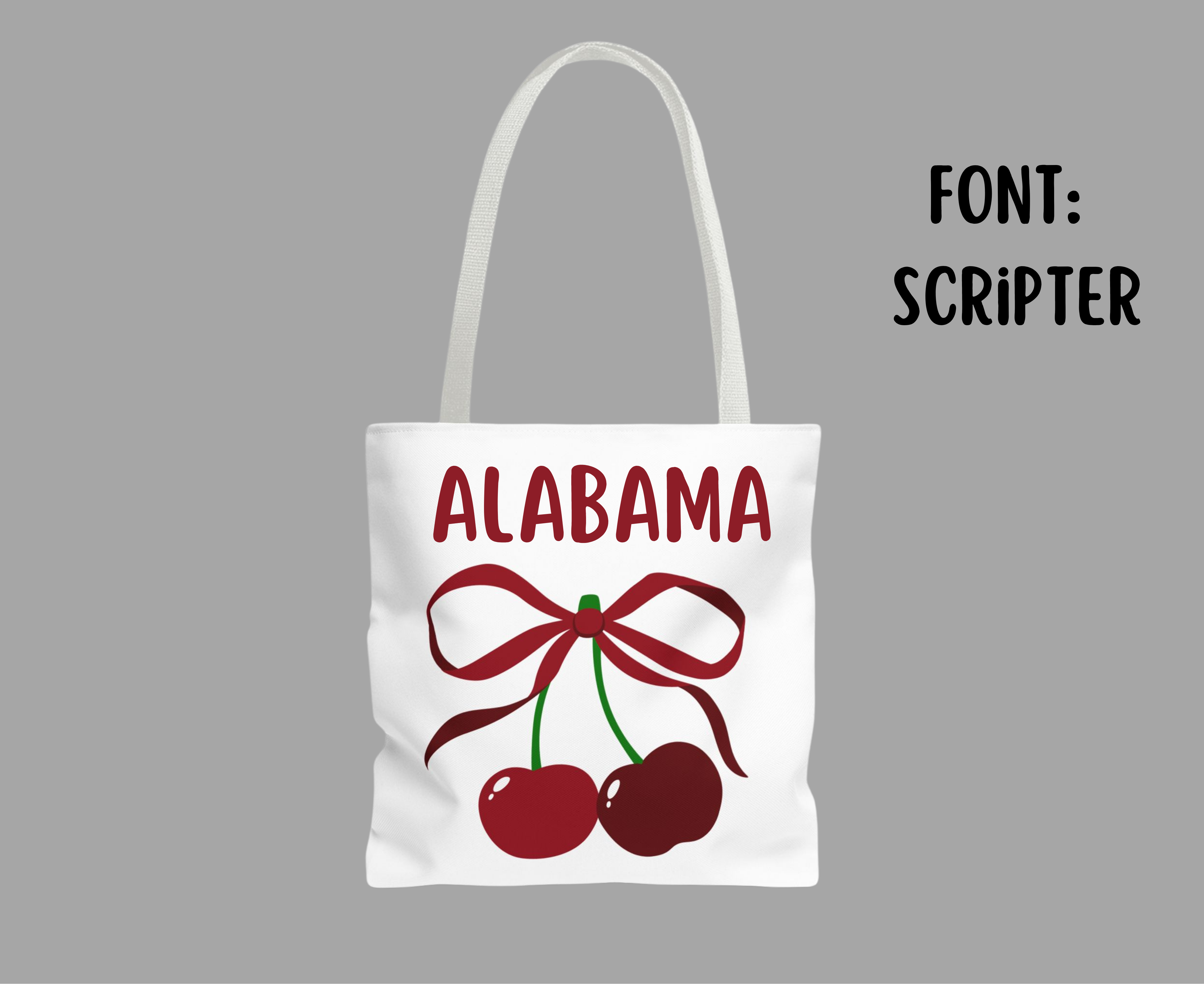 Customizable: Cherry Bow Tote Bag, Cute Carry-All for Everyday, Gift for Her, Eco-Friendly Shopping Bag, Perfect for Summer Outings