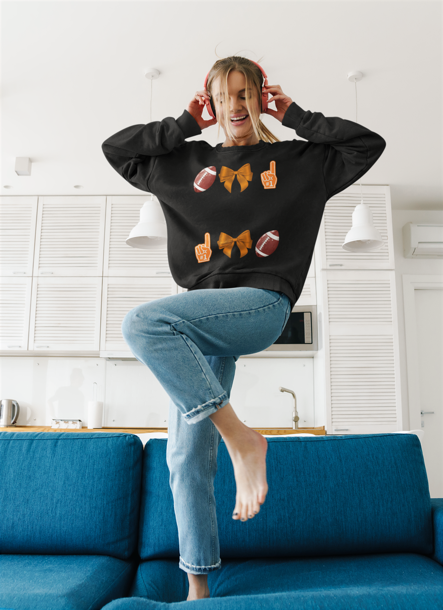 Customizable Orange Themed Game Day Spirit Sweatshirt