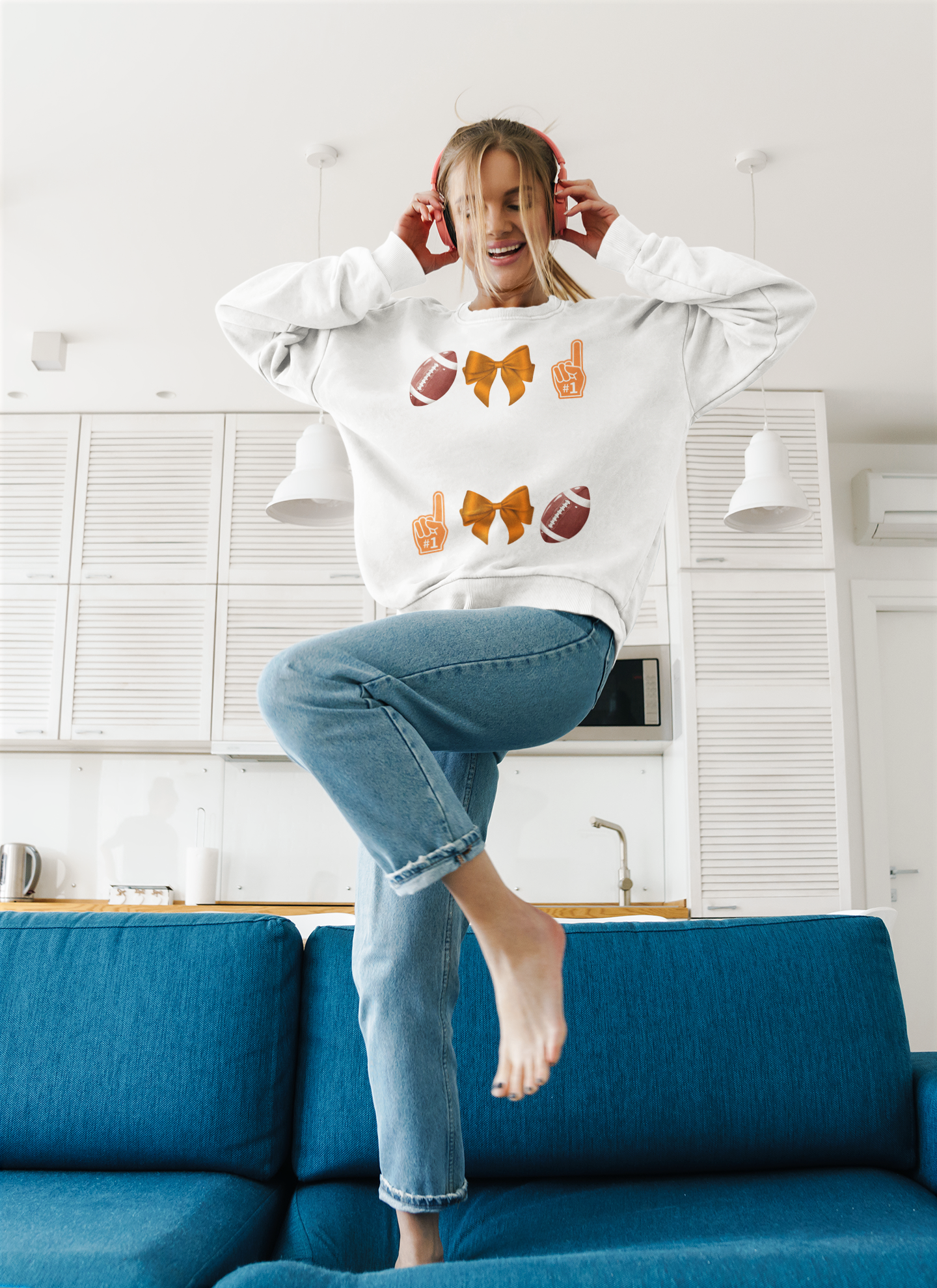 Customizable Orange Themed Game Day Spirit Sweatshirt