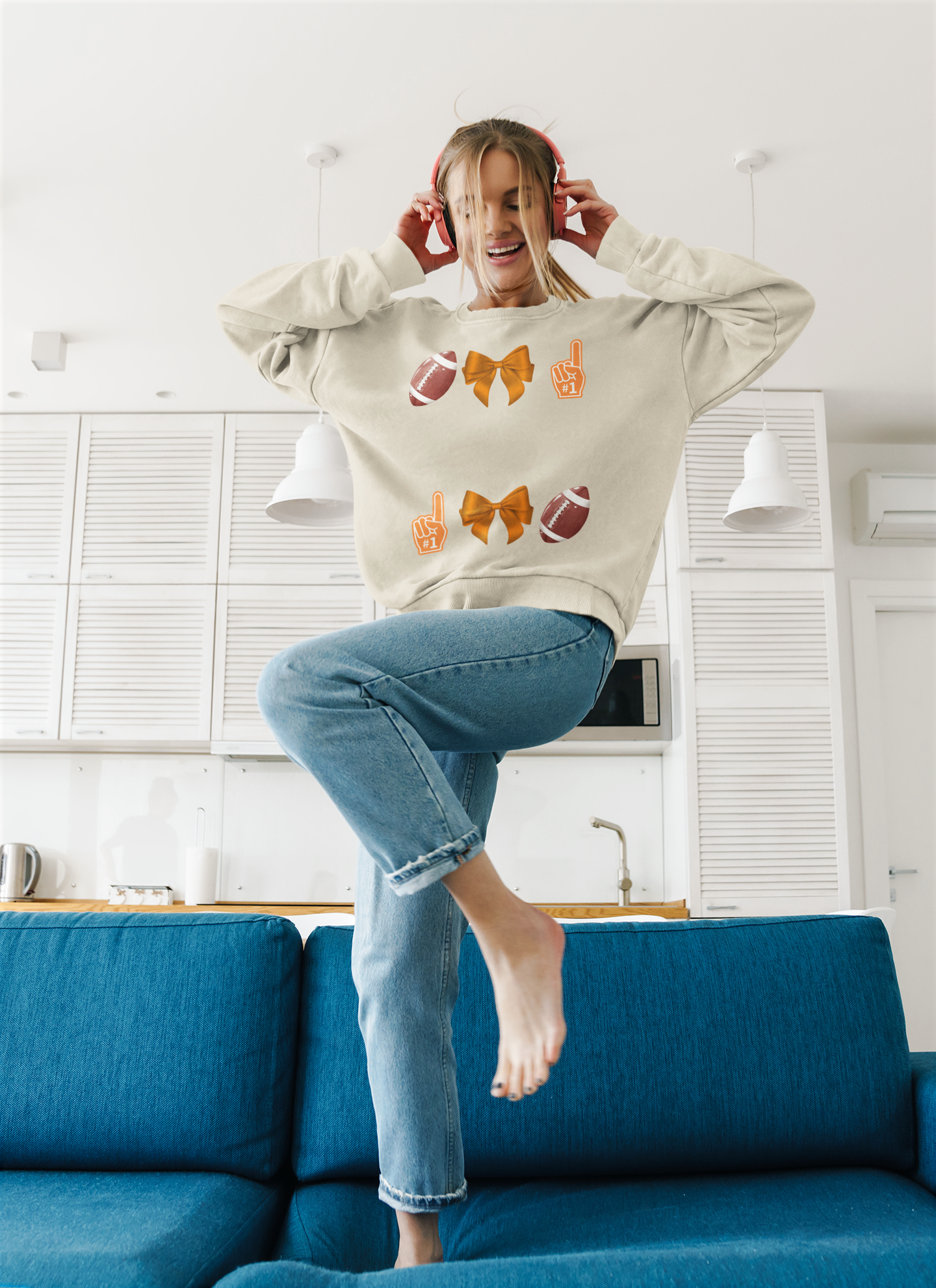 Customizable Orange Themed Game Day Spirit Sweatshirt