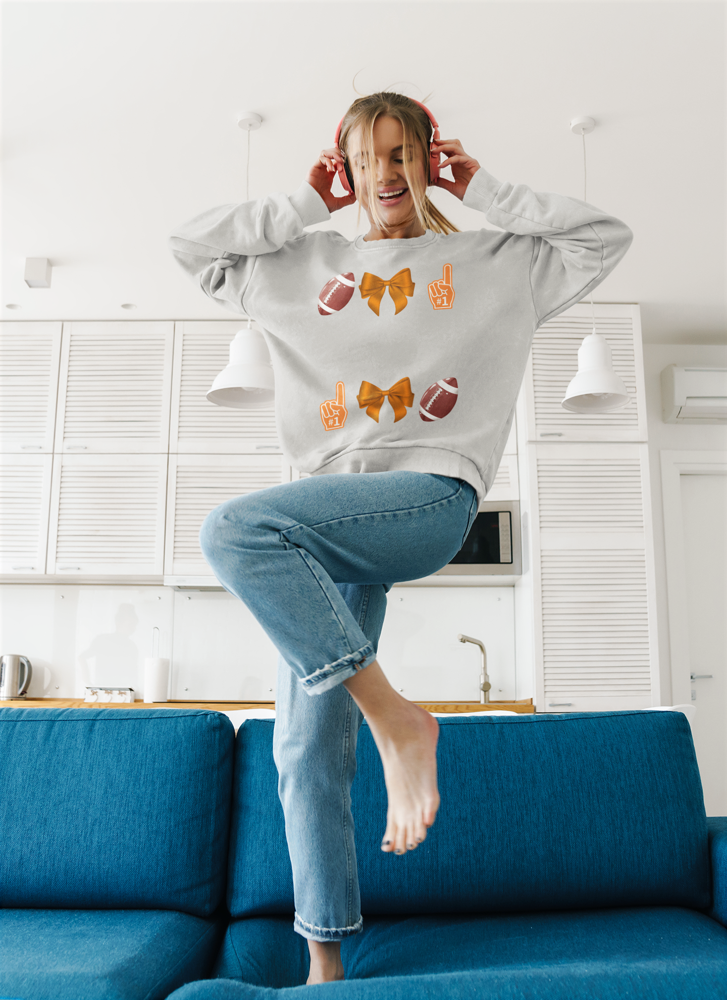 Customizable Orange Themed Game Day Spirit Sweatshirt