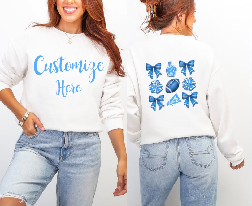 Customizable Light Blue Gameday Crewneck Sweatshirt | College Apparel, Game Day Hoodie, Sports Fan Gear, Customize to Say Anything you Want