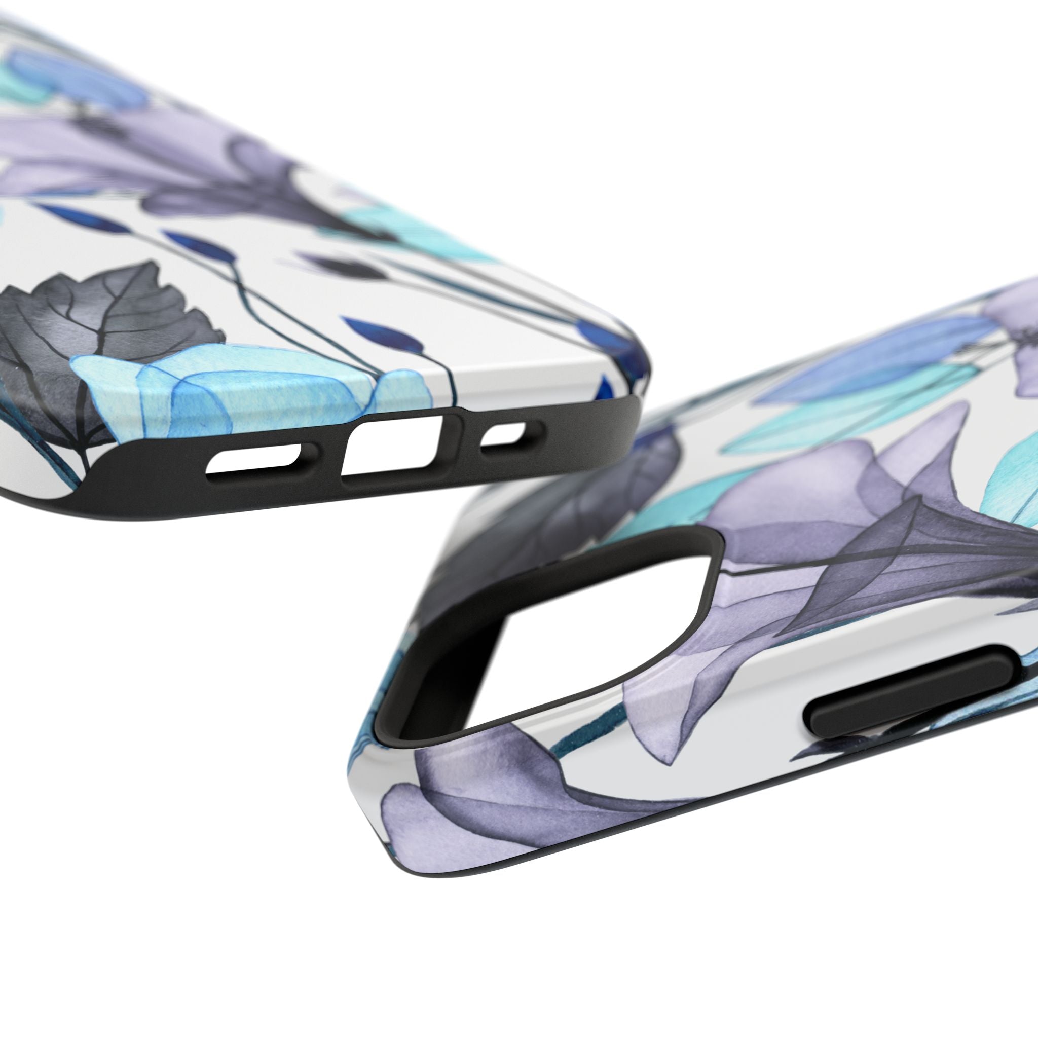 Customizable: Blue and Purple Floral Impact-Resistant Phone Case