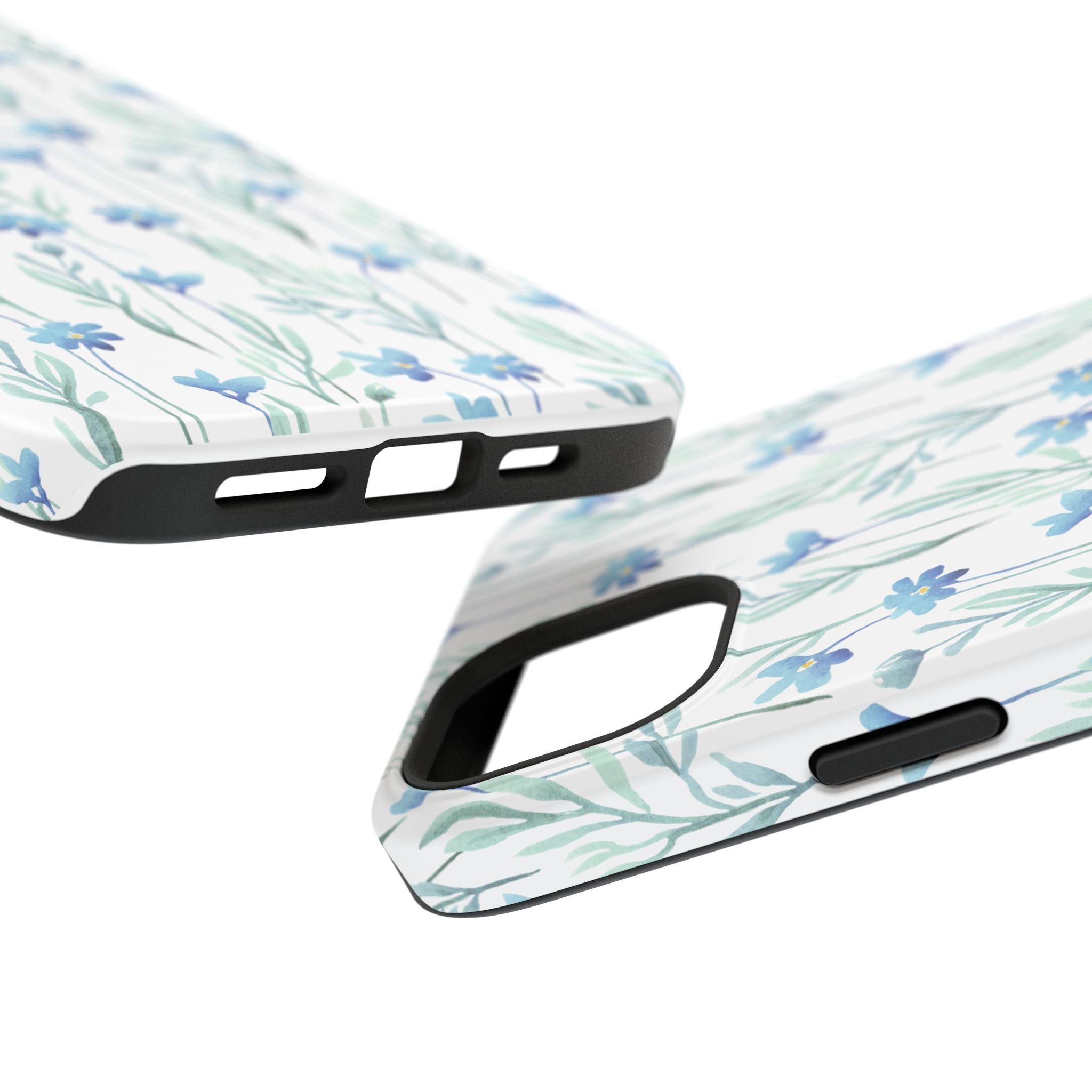 Customizable: Blue Floral Impact-Resistant Phone Case