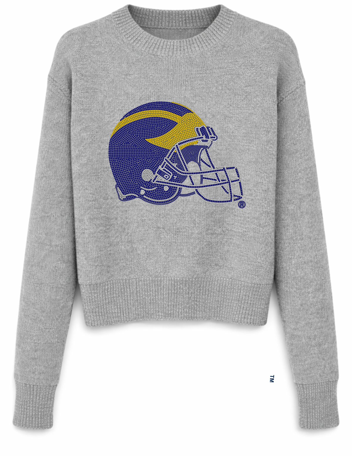 University of Michigan Helmet Gray Crewneck Sweater