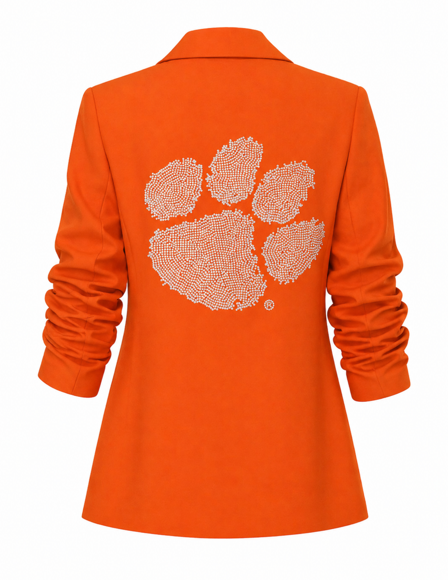 Clemson Silver Paw Orange Ruched Sleeve Blazer