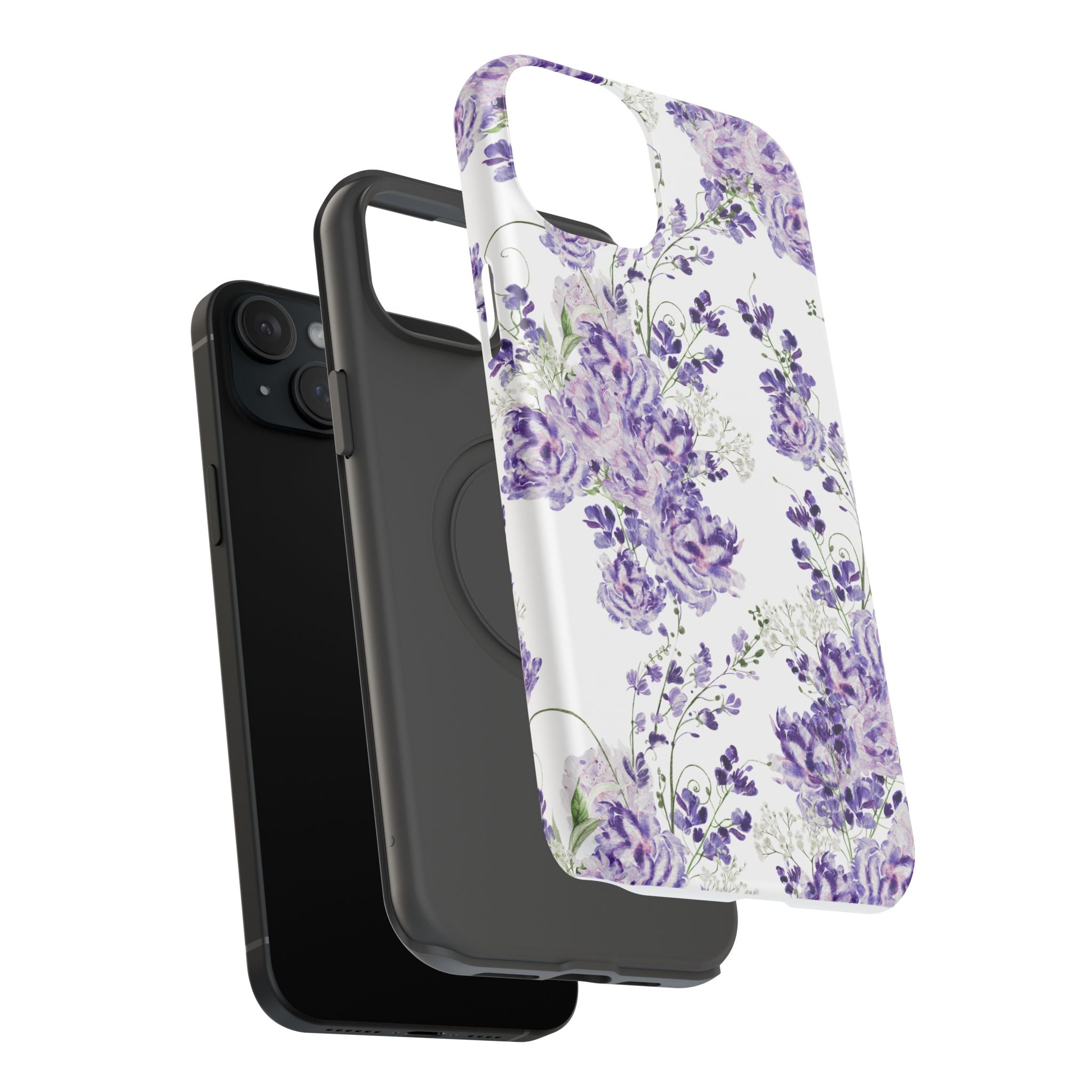 Customizable: Purple Floral Impact-Resistant Phone Case