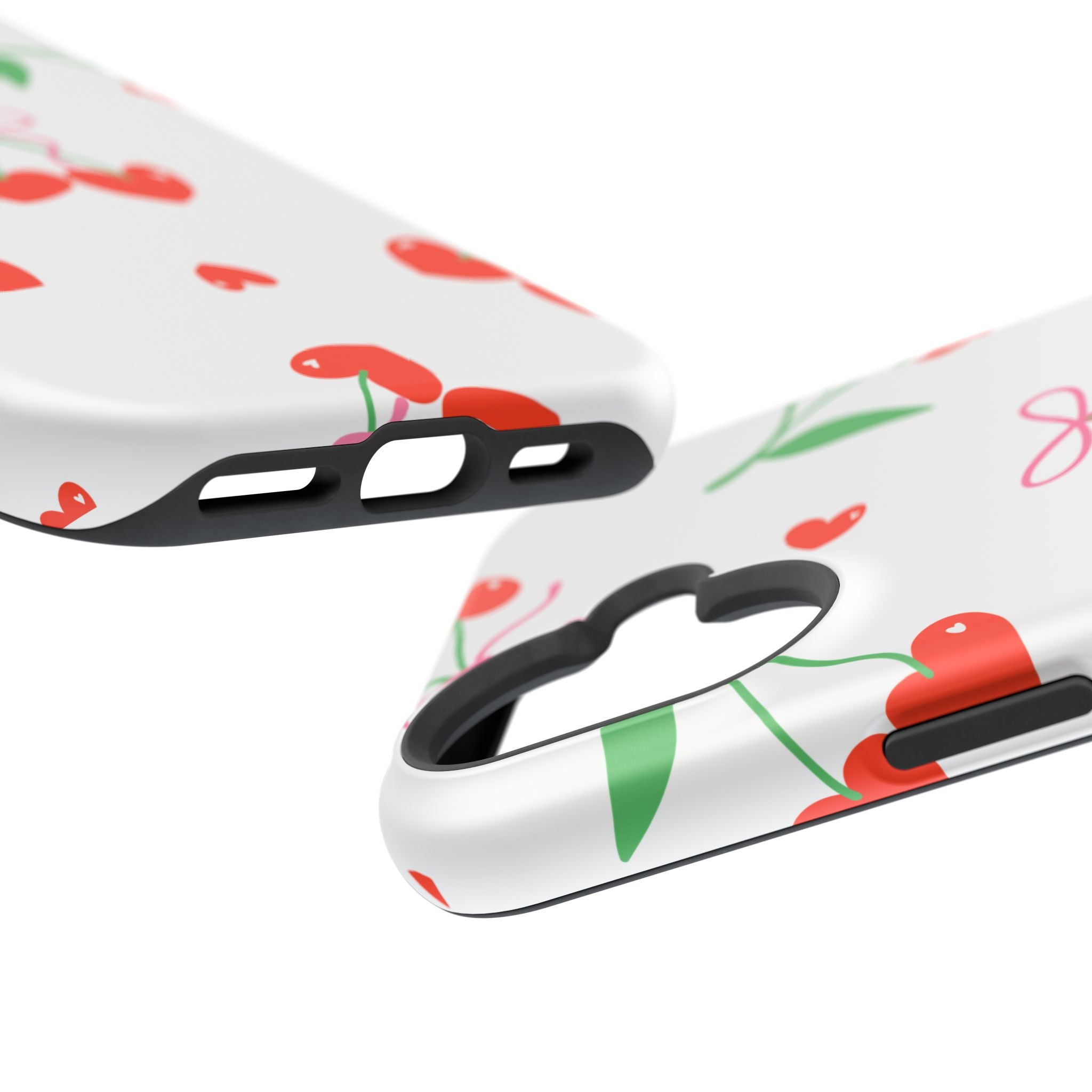 Customizable: Cherry Heart Impact-Resistant Phone Case