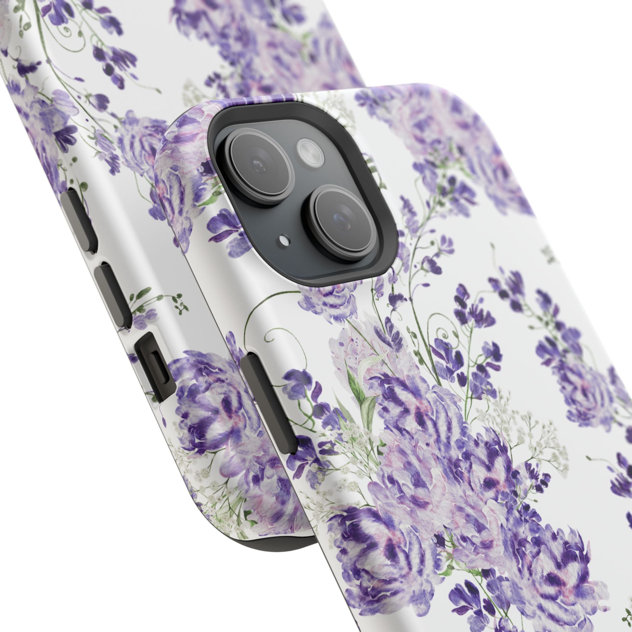 Customizable: Purple Floral Impact-Resistant Phone Case