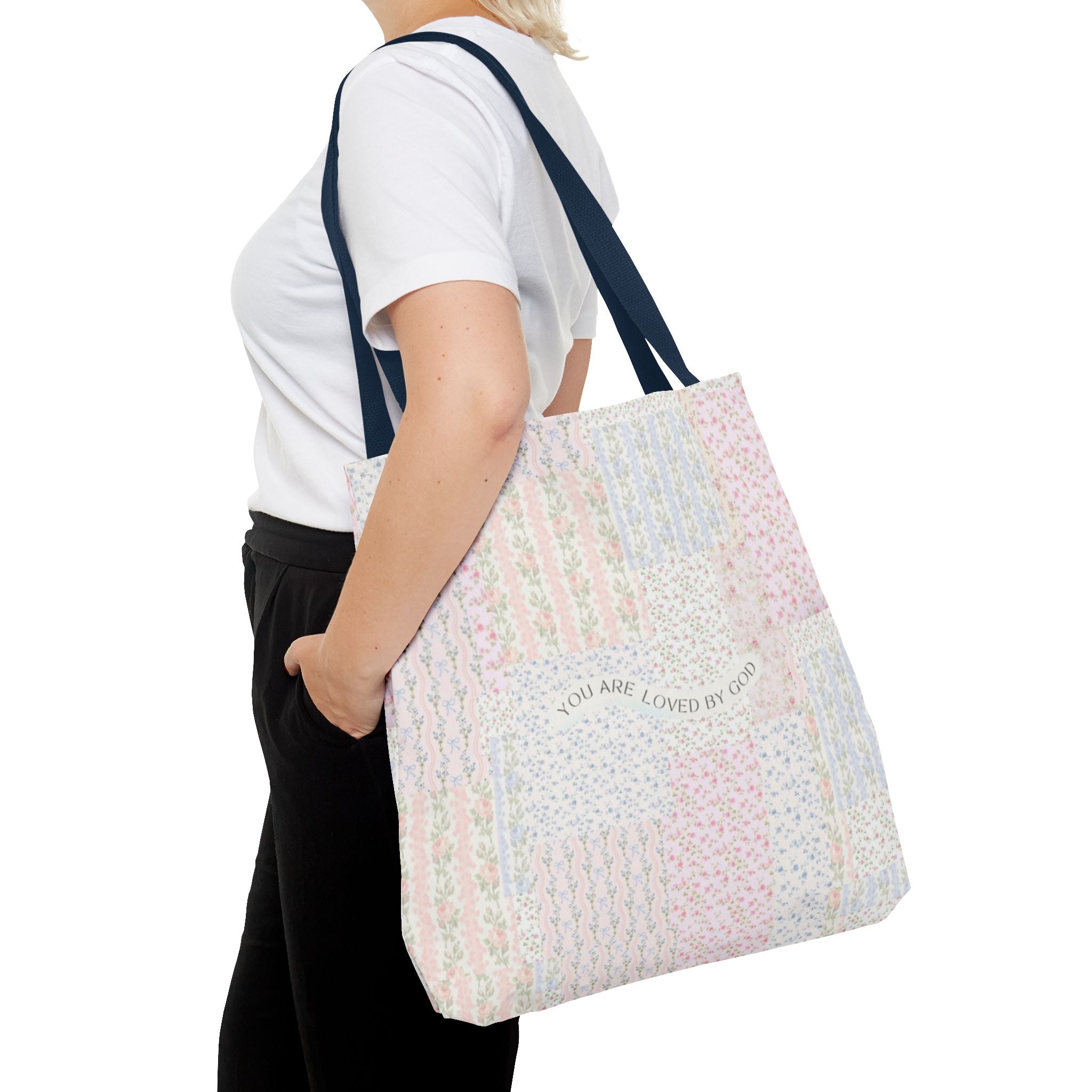 Spiritual Tote Bag with Floral Design, Inspirational Gift for Women, Church Bag, Eco-Friendly Shoulder Tote, Everyday Use